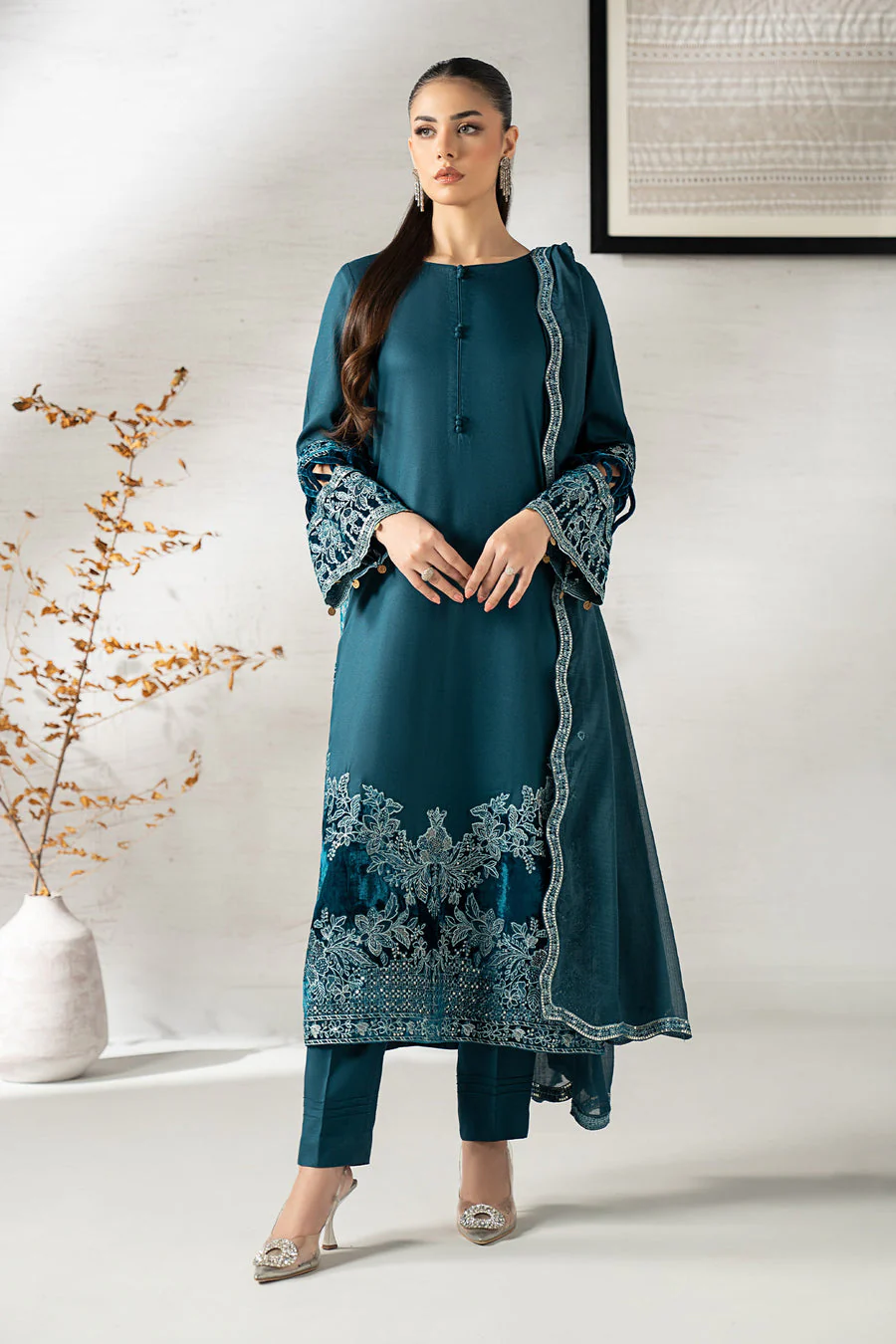 Maria B DWW2548-ESM-TEL Winter Luxury Pret 2025