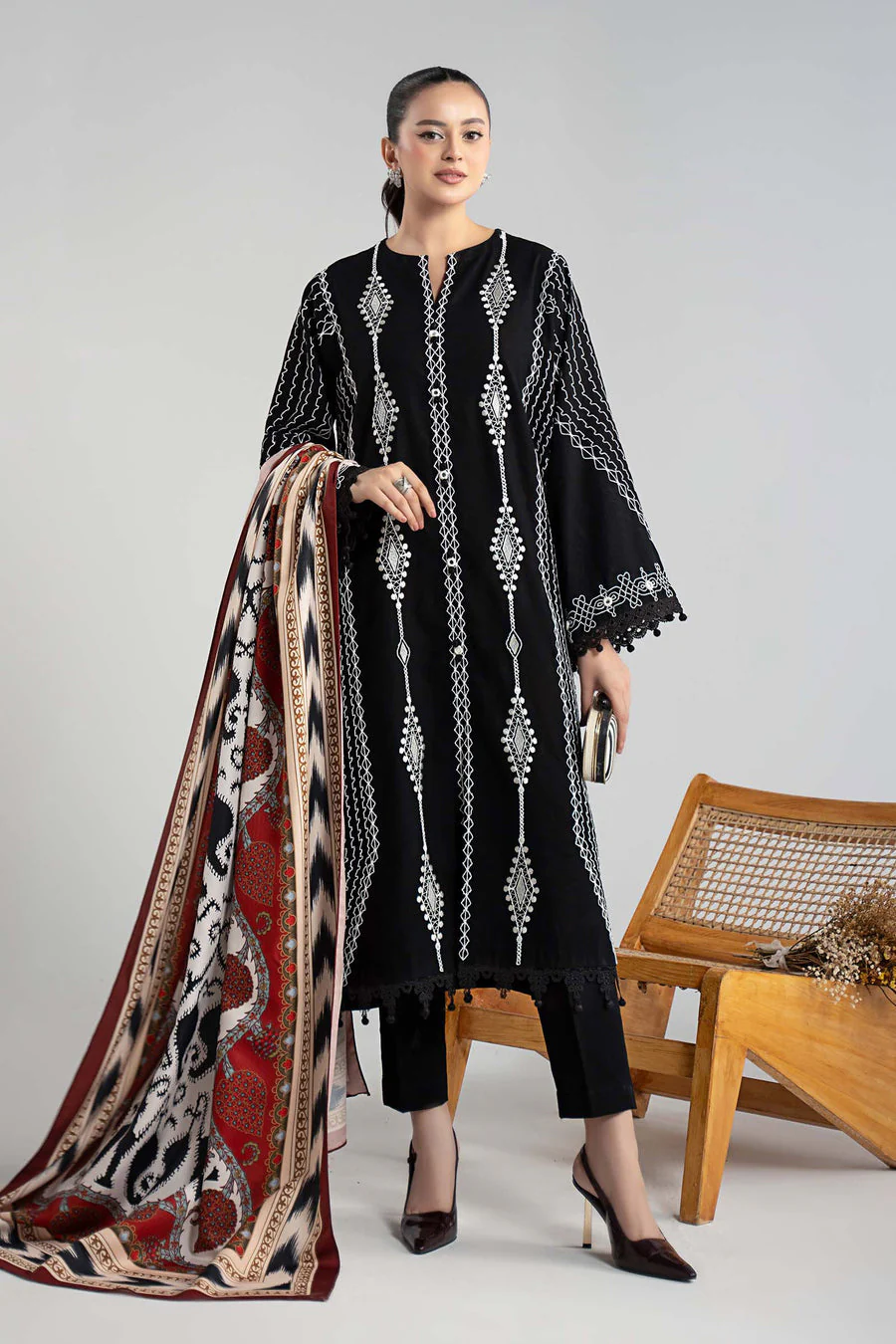 Maria B DWW2551-ESM-BLK Winter Luxury Pret 2025