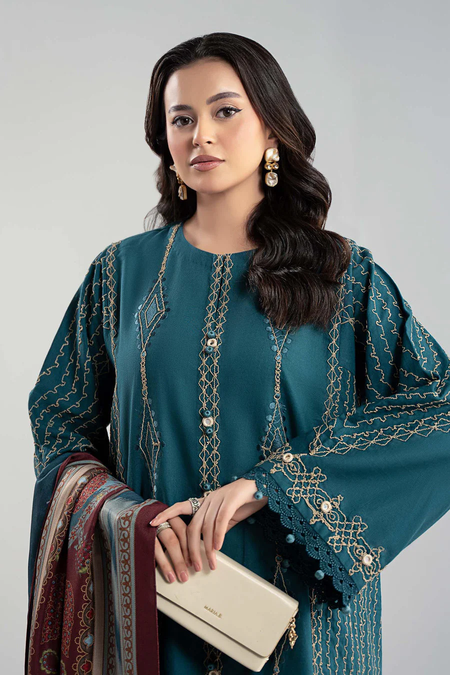 Maria B DWW2551-ESM-BLU Winter Luxury Pret 2025 - Image 2