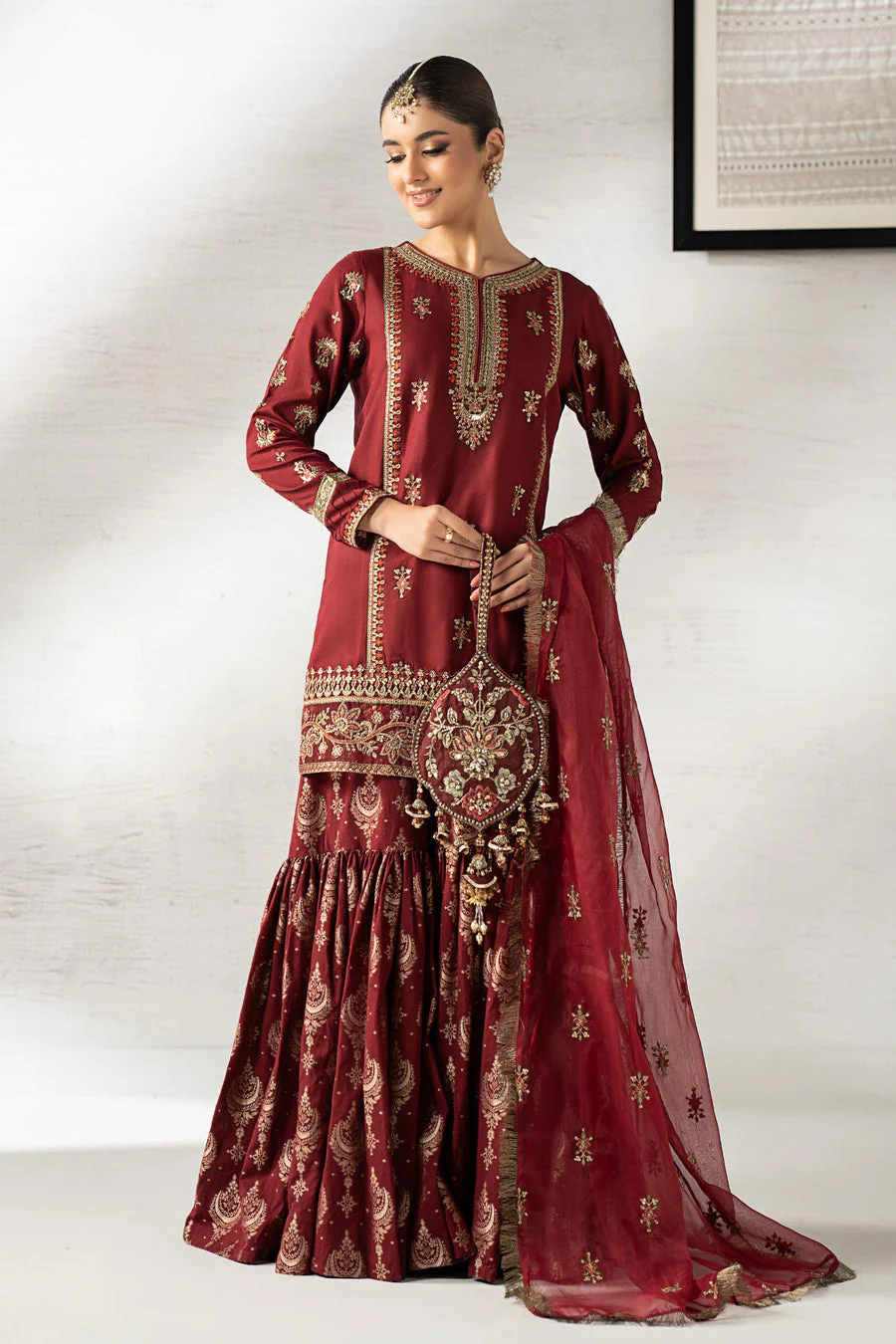 Maria B DWW25R1-ESM-MRN Winter Luxury Pret 2025