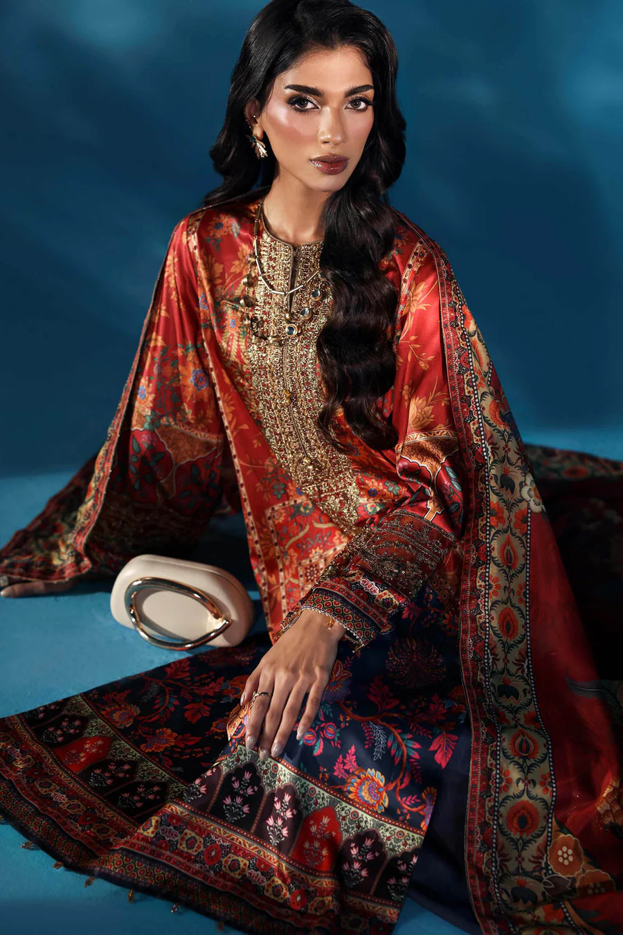 Maria B MPW2508-ESM-RED Silk Winter 2025 - Image 2