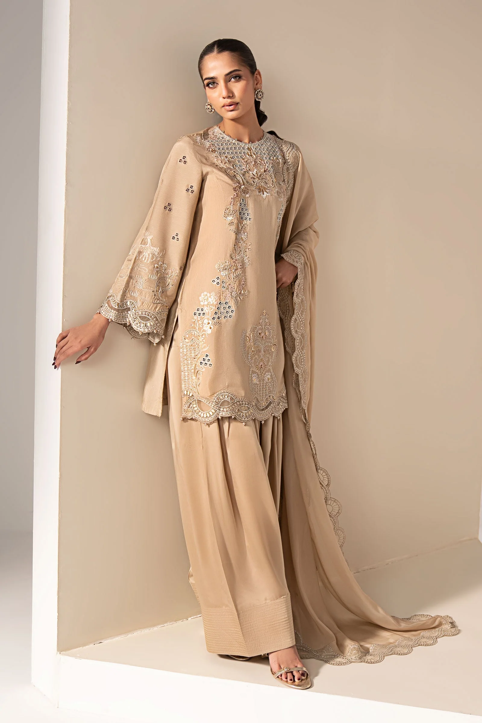 Maria B MST-EF26-33-Beige M Classic 2026 - Image 2