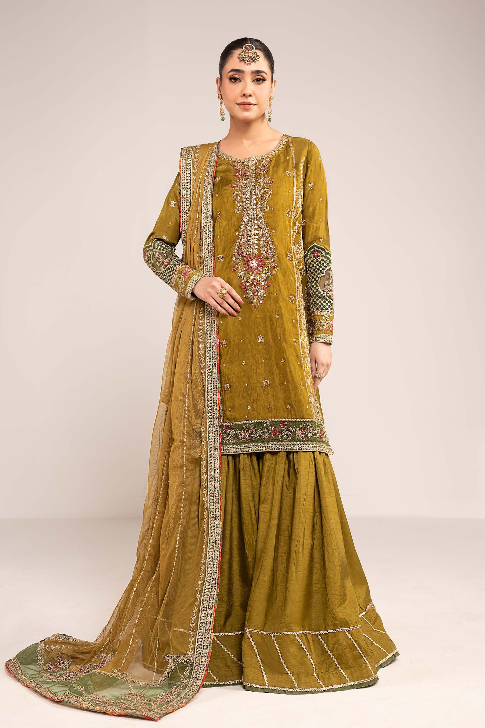 Maria B SF-W25-10 Olive Green Eid Ki Tayariaan Kahaniyan 2026