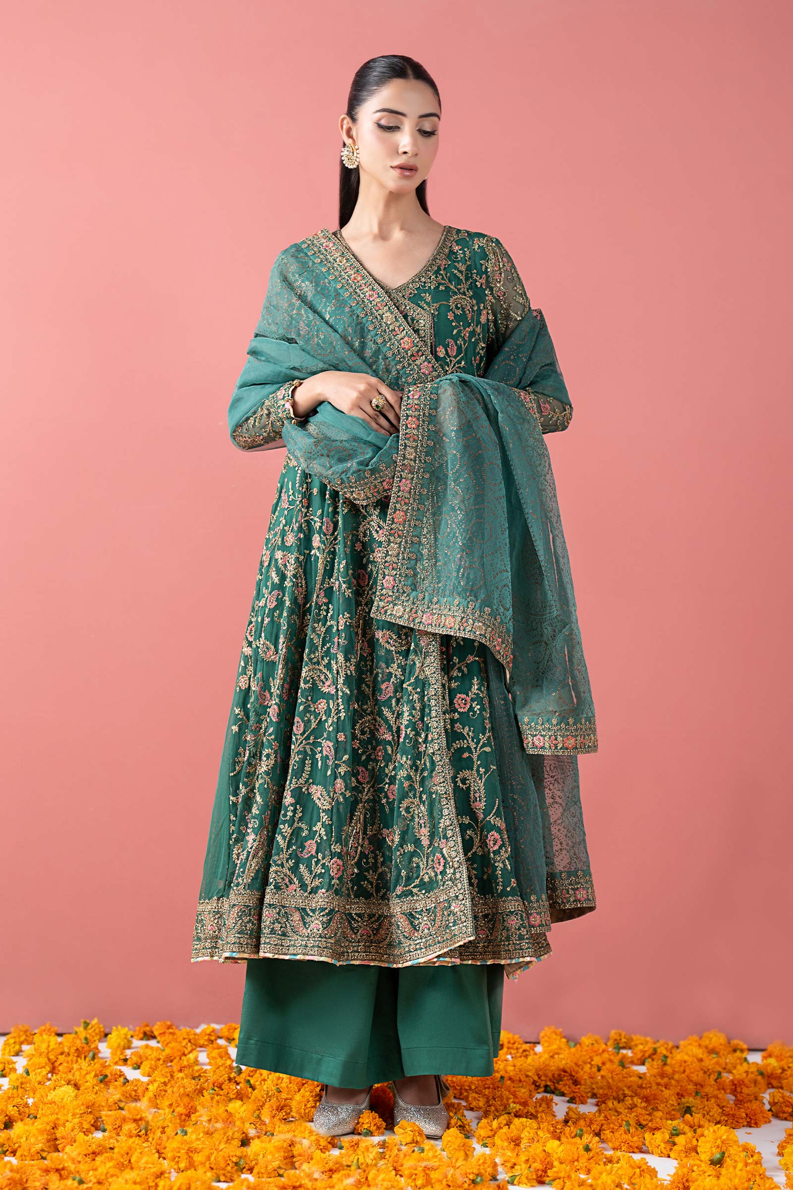 Maria B SFW2561-ESM-GRN Shehnai Luxury Formals 2025 - Image 2