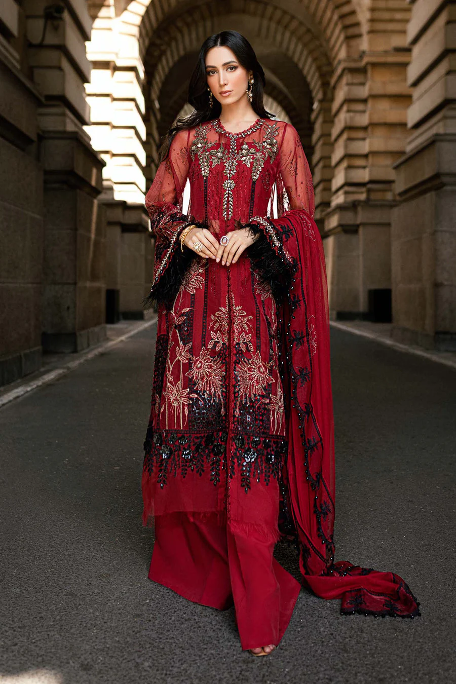 Maria B WF00906-999-RED Soiree Collection 2025