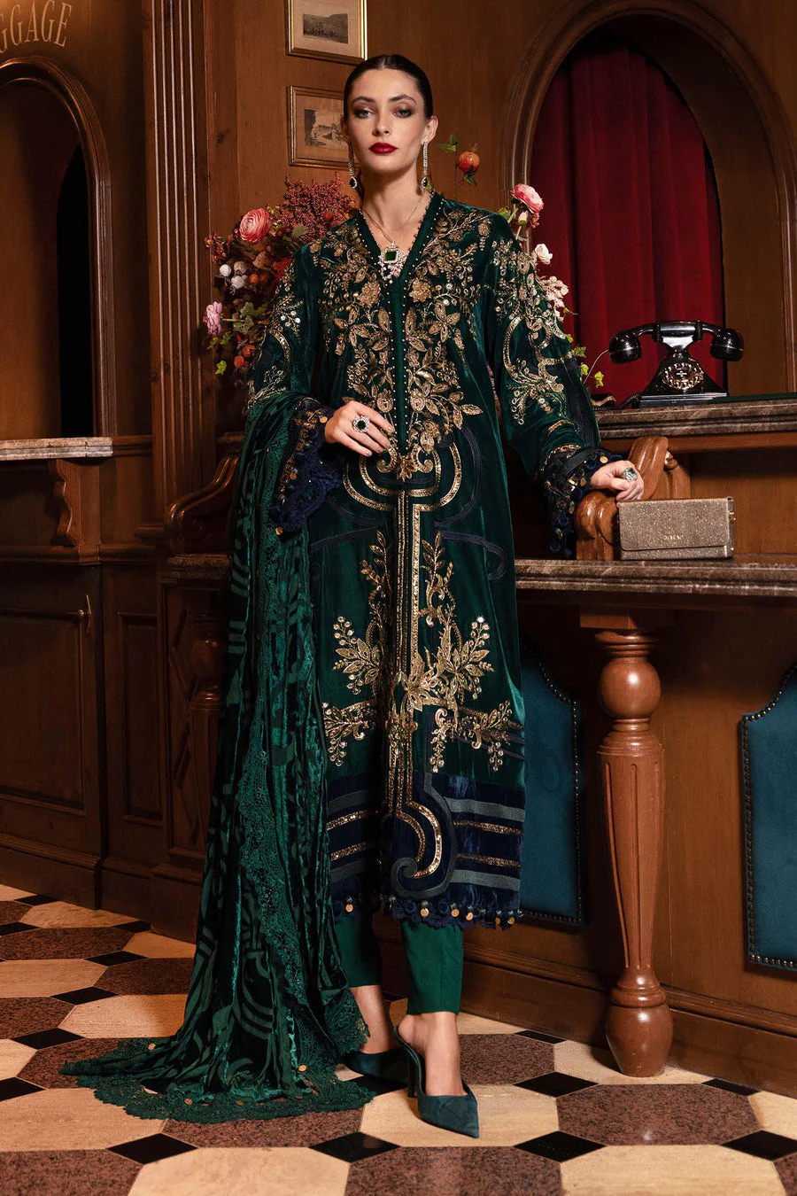 Maria B WL01302-999-EGR Winter Luxe 2025