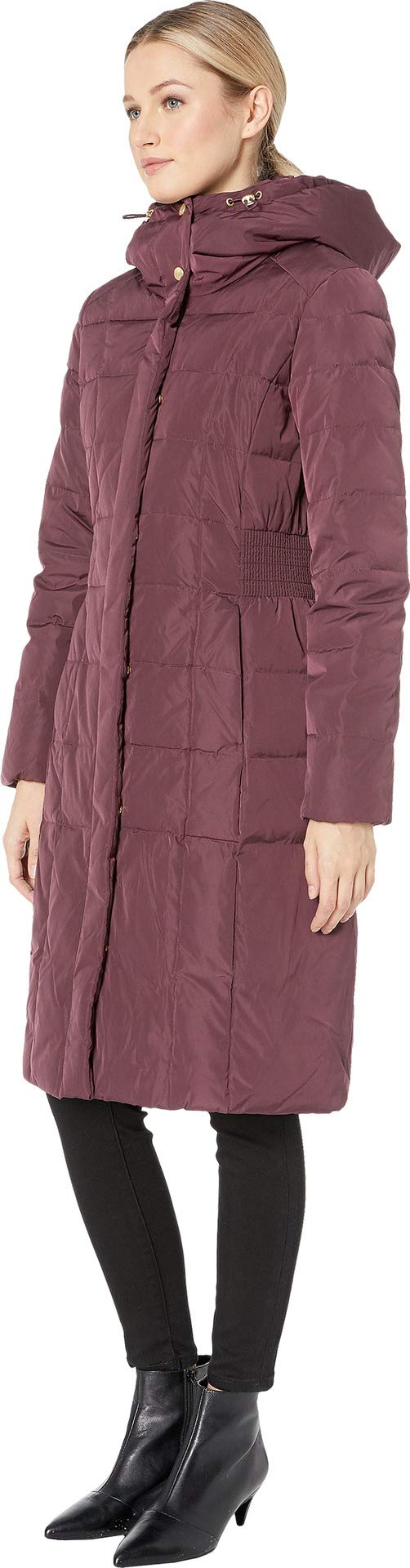 Merlot Cozy Down Coat Women's Knee-Length, Hooded Puffer - Cole Haan - Image 2