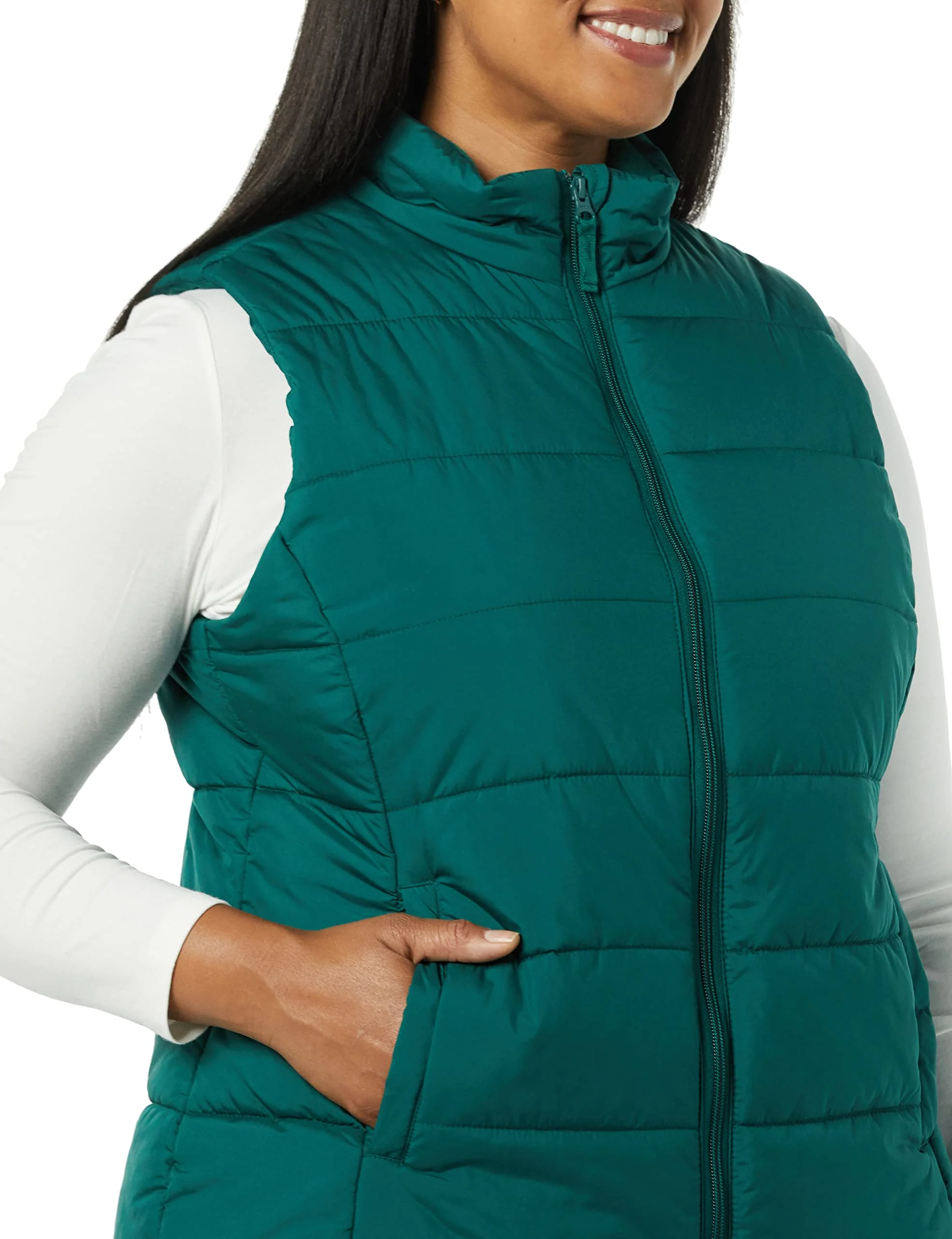 Metallic Taupe Stylish Puffer Vest: Women's - AmEss - Image 5