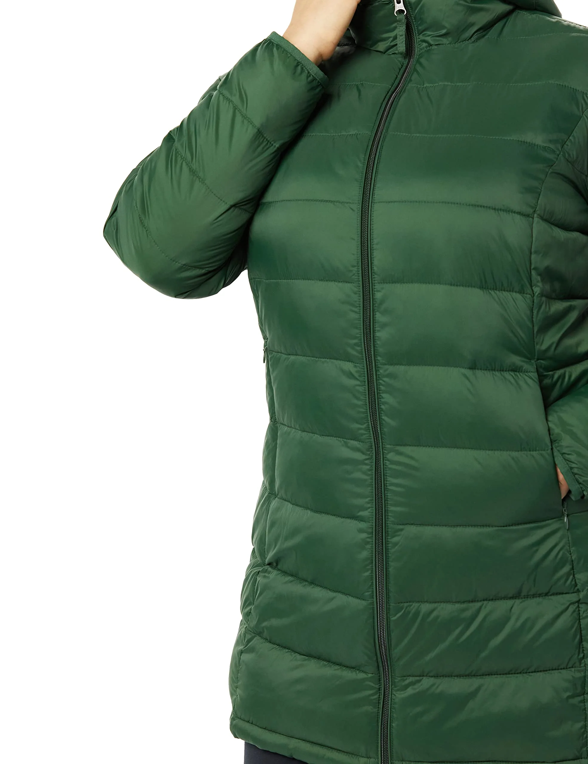 Navy Cheetah Women's Lightweight Hooded Puffer Coat with Water-Resistant Zippe - AmEss - Image 5