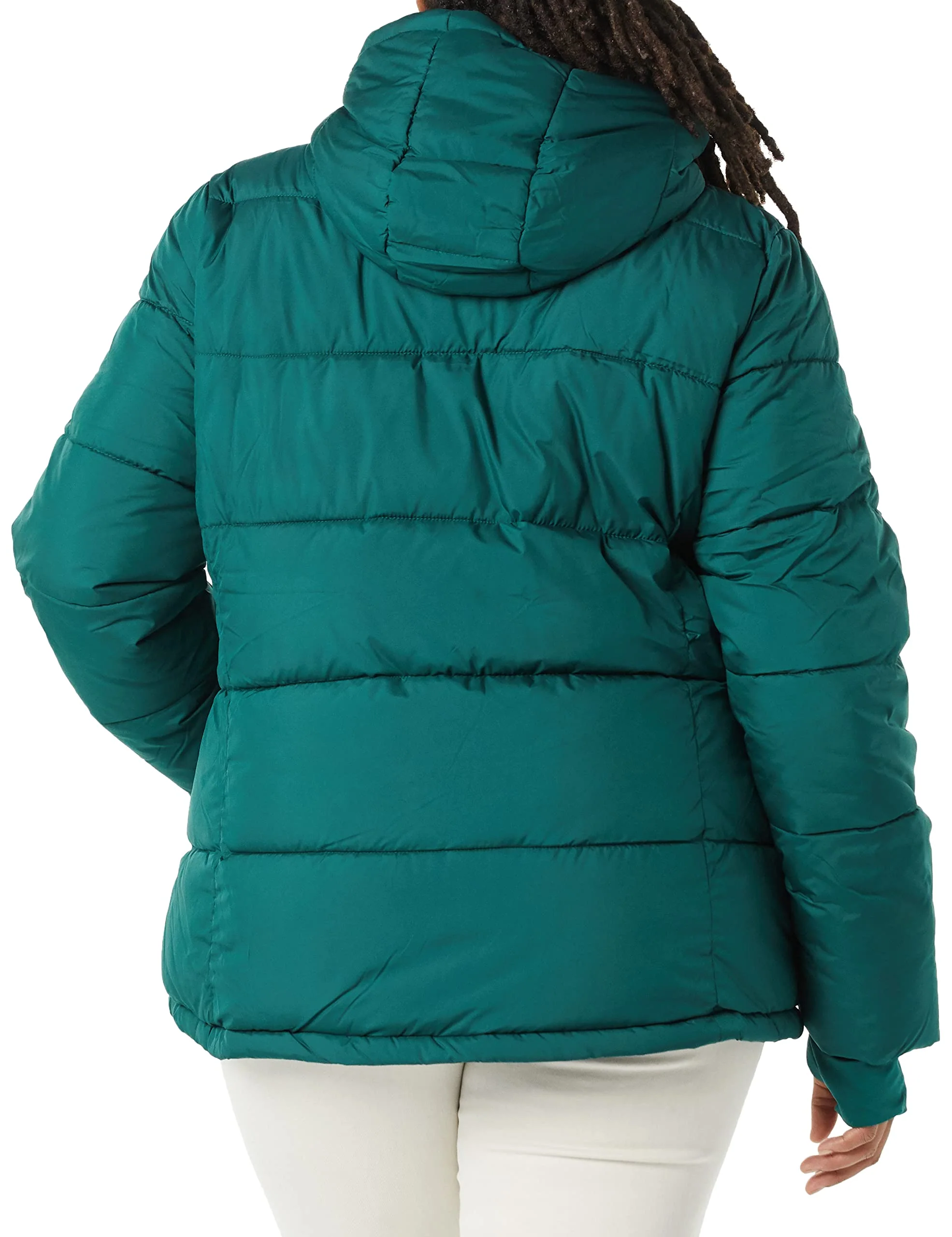 Navy Women's Heavyweight Slim-Fit Puffer Coat with Removable Hood (Plus Size Options) - AmEss - Image 5