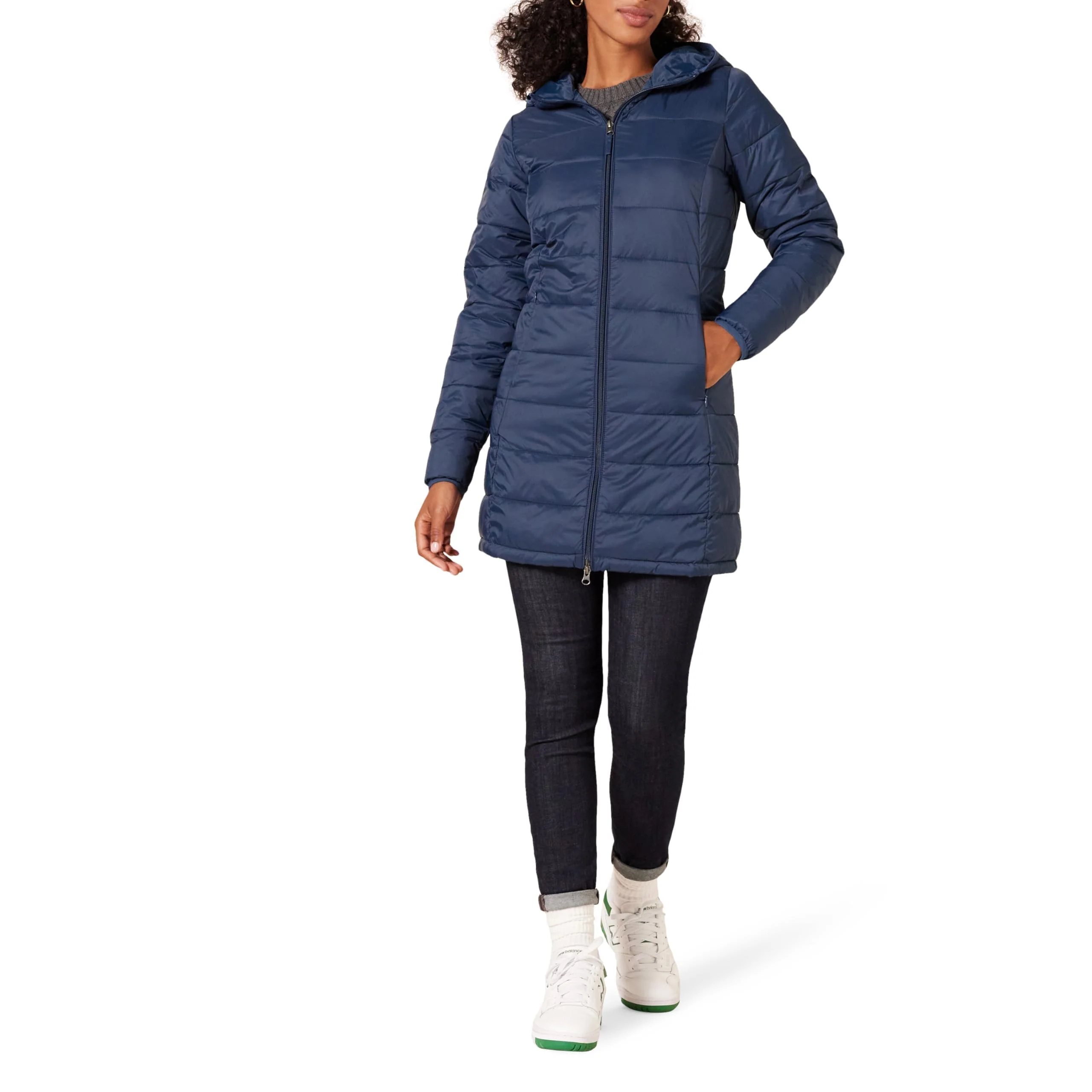 Navy Women's Packable Puffer Coat: Waterproof & Slim - AmEss
