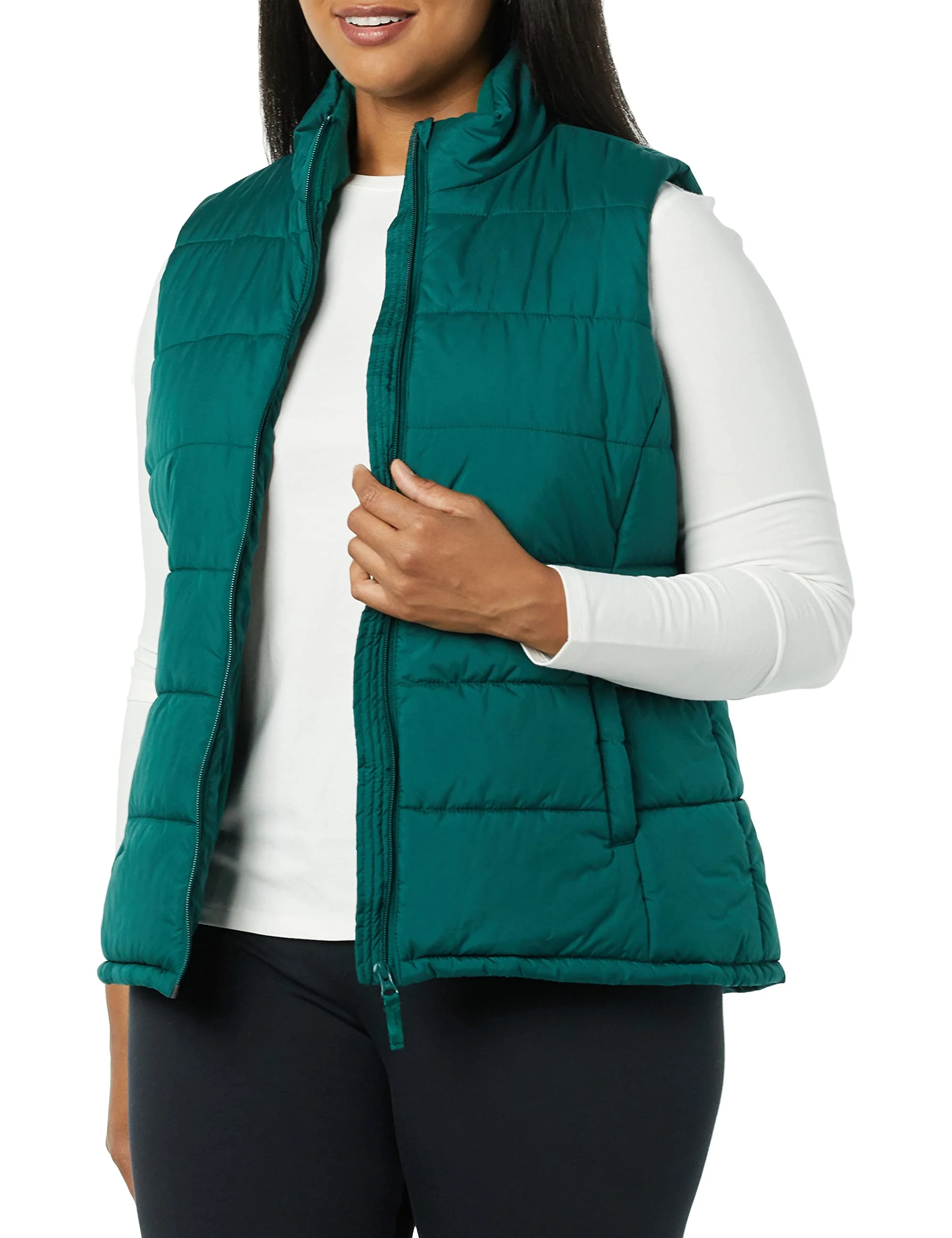 Navy Women's Puffer Vest with Pockets - AmEss - Image 4