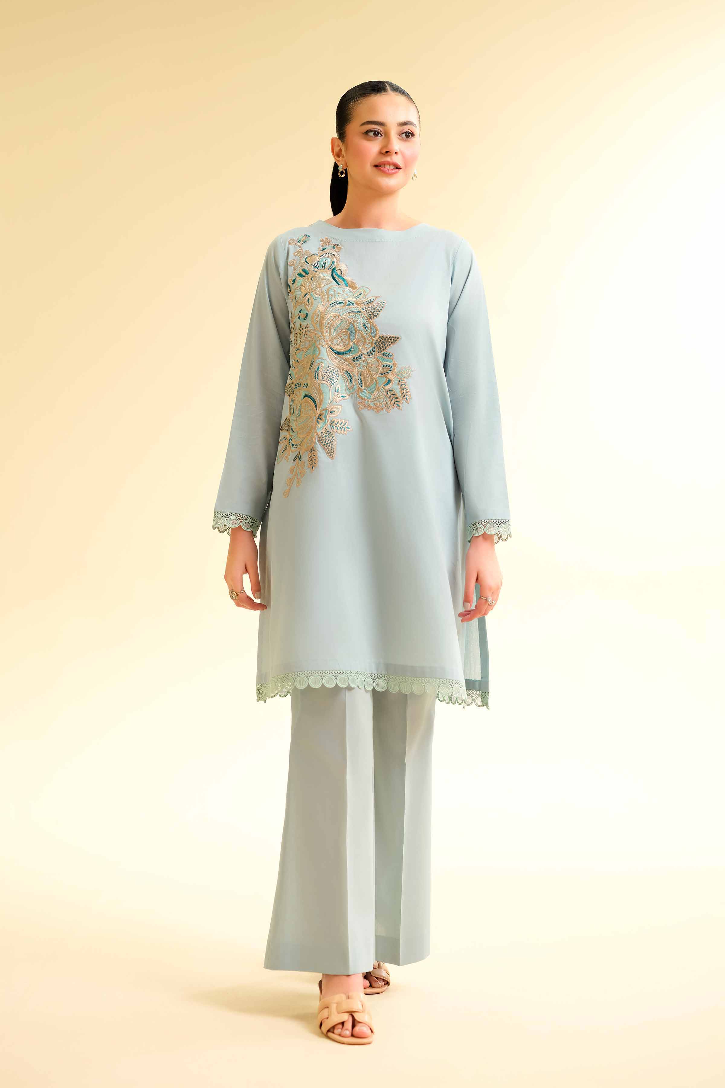 Nishat Linen 2 Piece - Dyed Embroidered Suit - 42501142 Embroidered Eid Lawn Collection 0
