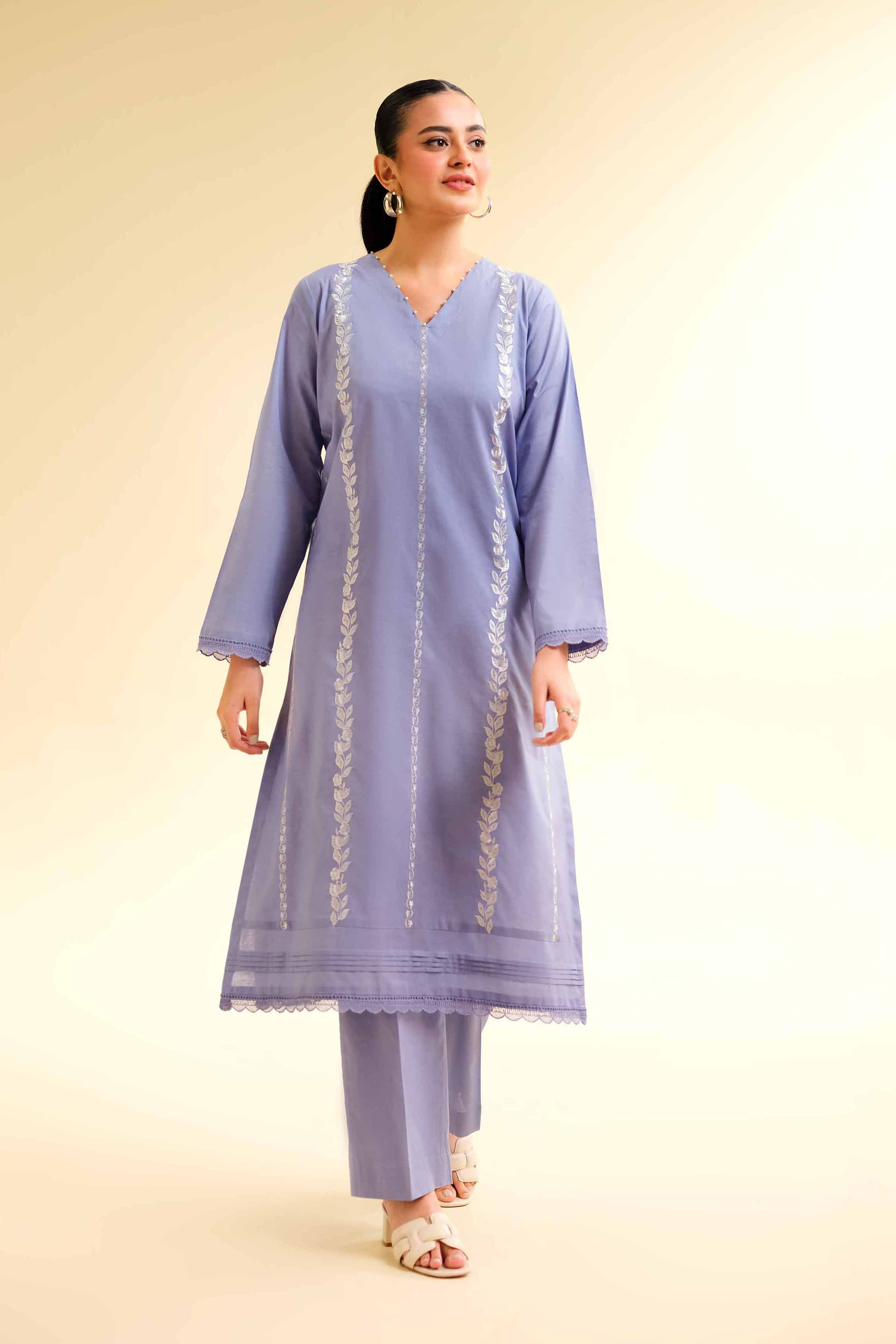 Nishat Linen 2 Piece - Dyed Embroidered Suit - 42501143 Embroidered Eid Lawn Collection 0
