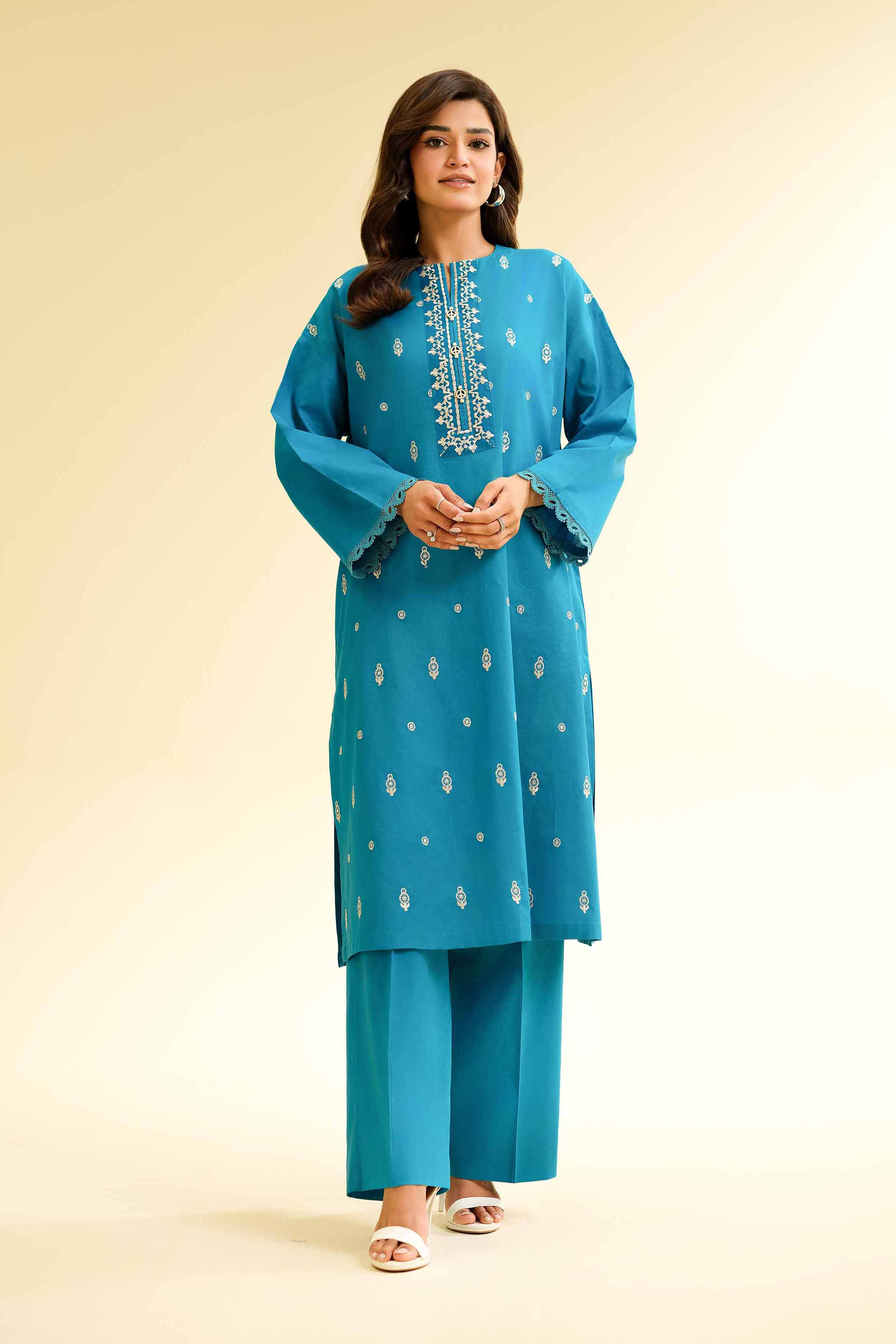 Nishat Linen 2 Piece - Dyed Embroidered Suit - 42501144 Embroidered Eid Lawn Collection 0