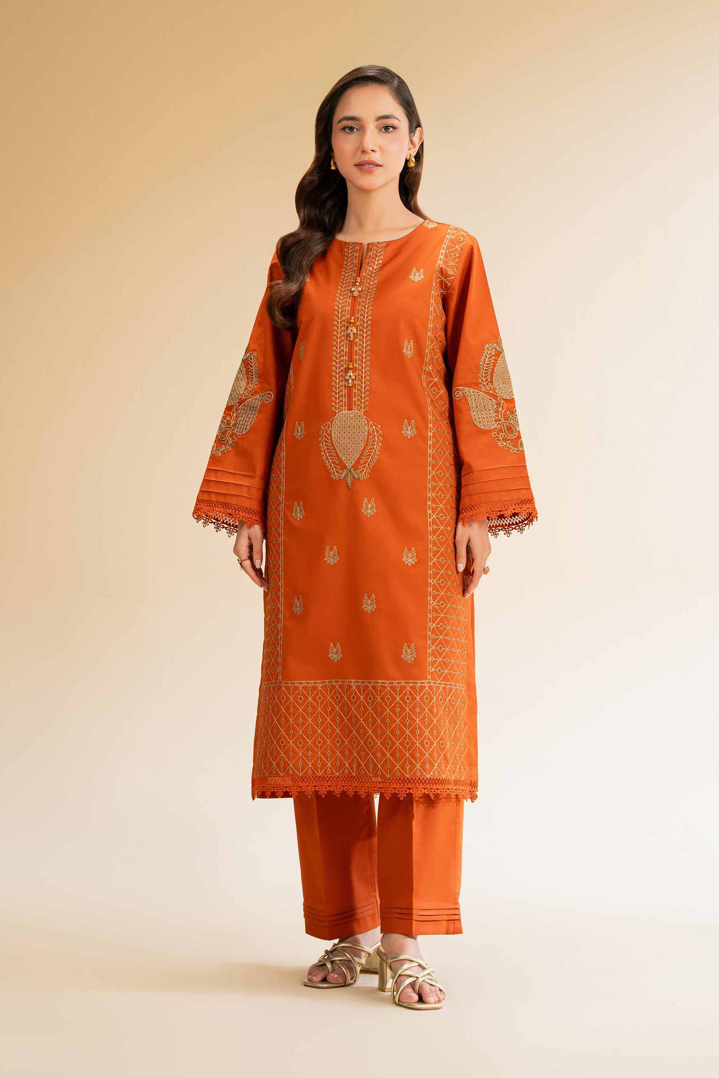 Nishat Linen 2 Piece - Dyed Embroidered Suit - 42501262 Embroidered Eid Lawn Collection 0