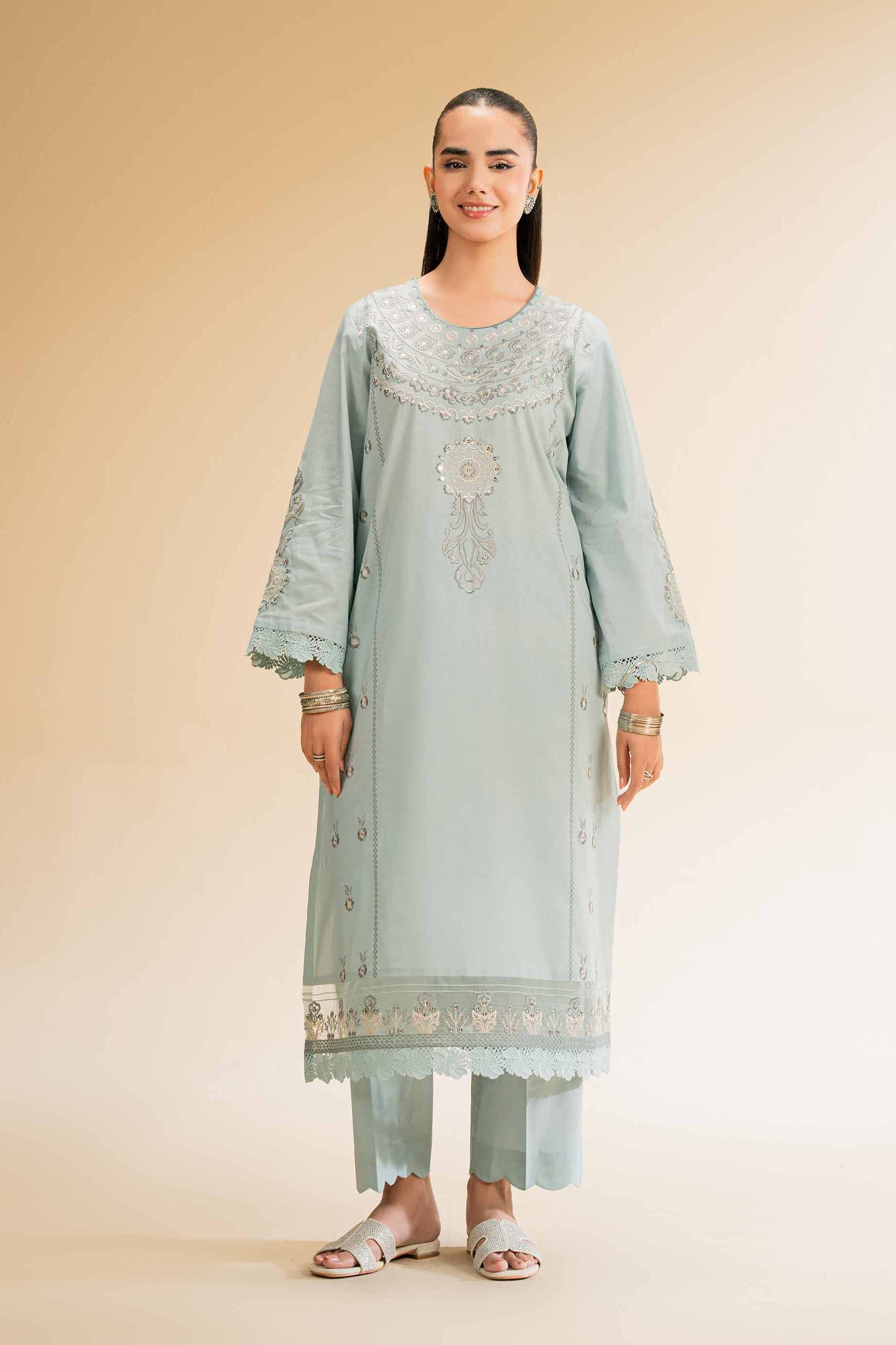 Nishat Linen 2 Piece - Dyed Embroidered Suit - 42501263 Embroidered Eid Lawn Collection 0