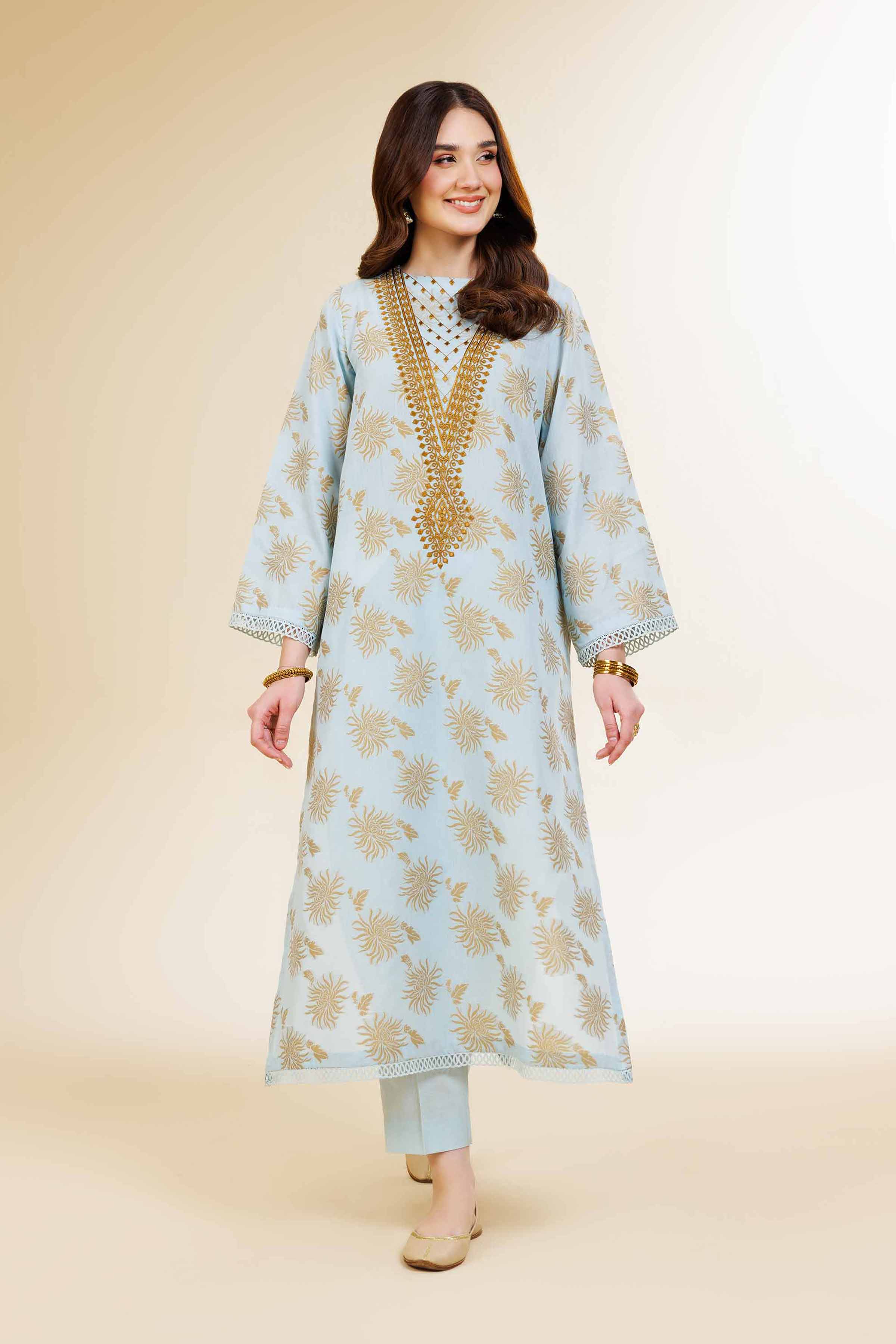 Nishat Linen 2 Piece - Jacquard Embroidered Suit - 42501295 Embroidered Eid Lawn Collection 0