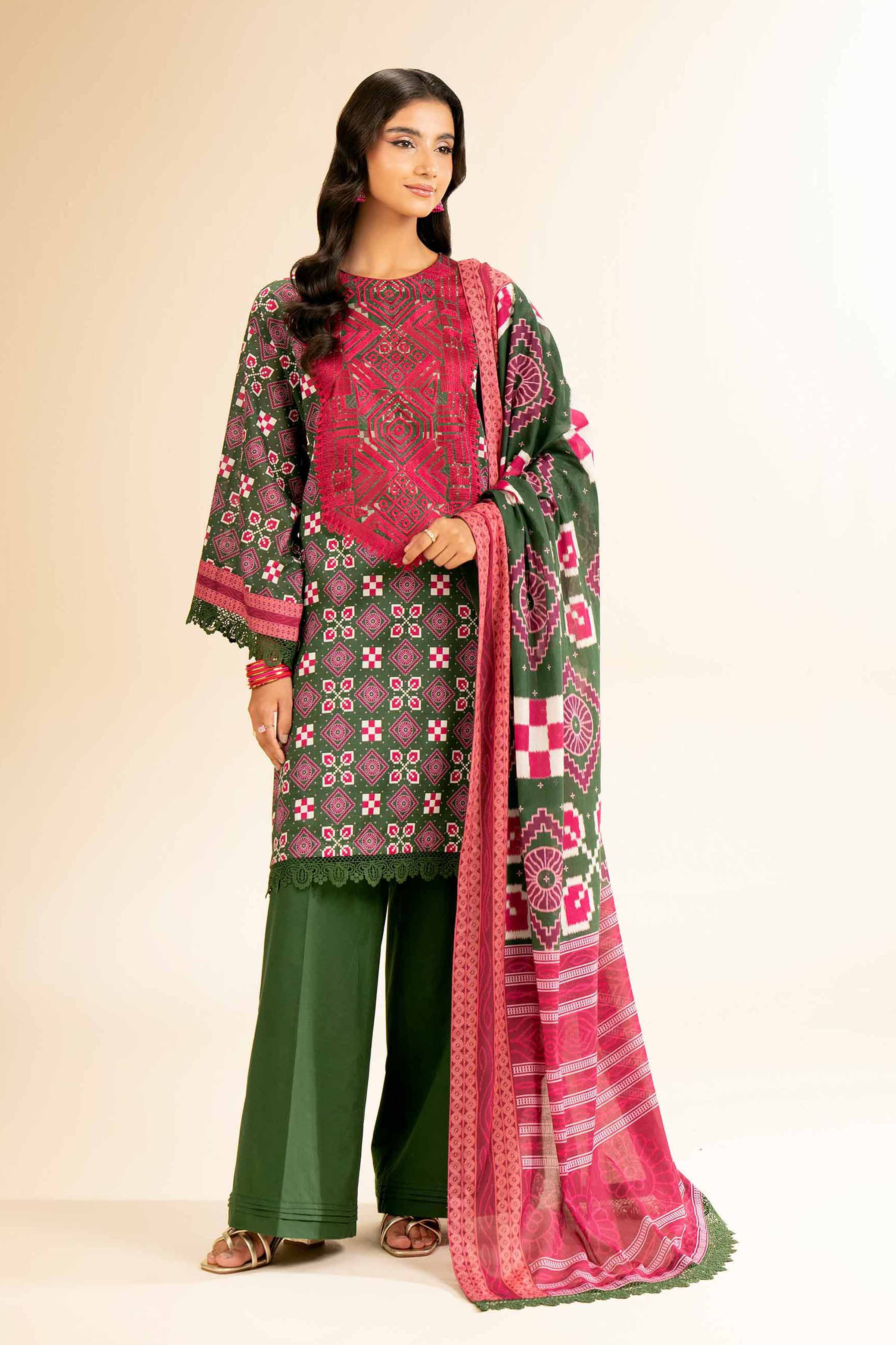 Nishat Linen 2 Piece - Printed Embroidered Suit - 42501158 Embroidered Eid Lawn Collection 0