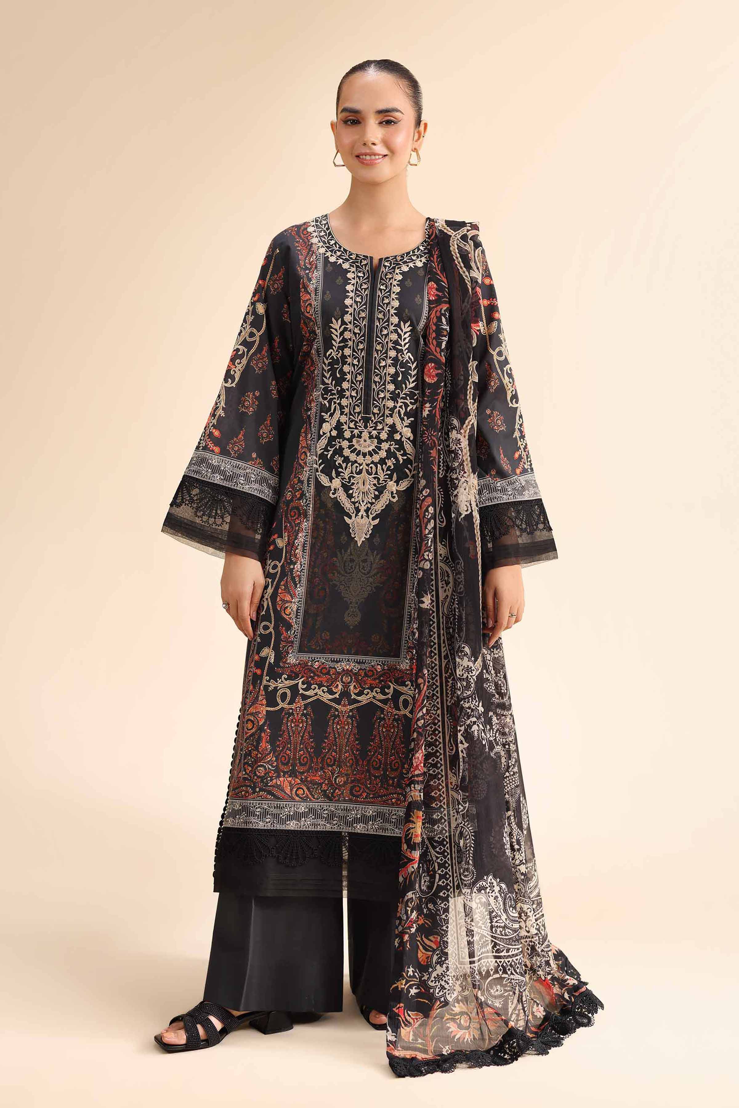 Nishat Linen 3 Piece - Digital Printed Embroidered Suit - 42501054 Embroidered Eid Lawn Collection 0