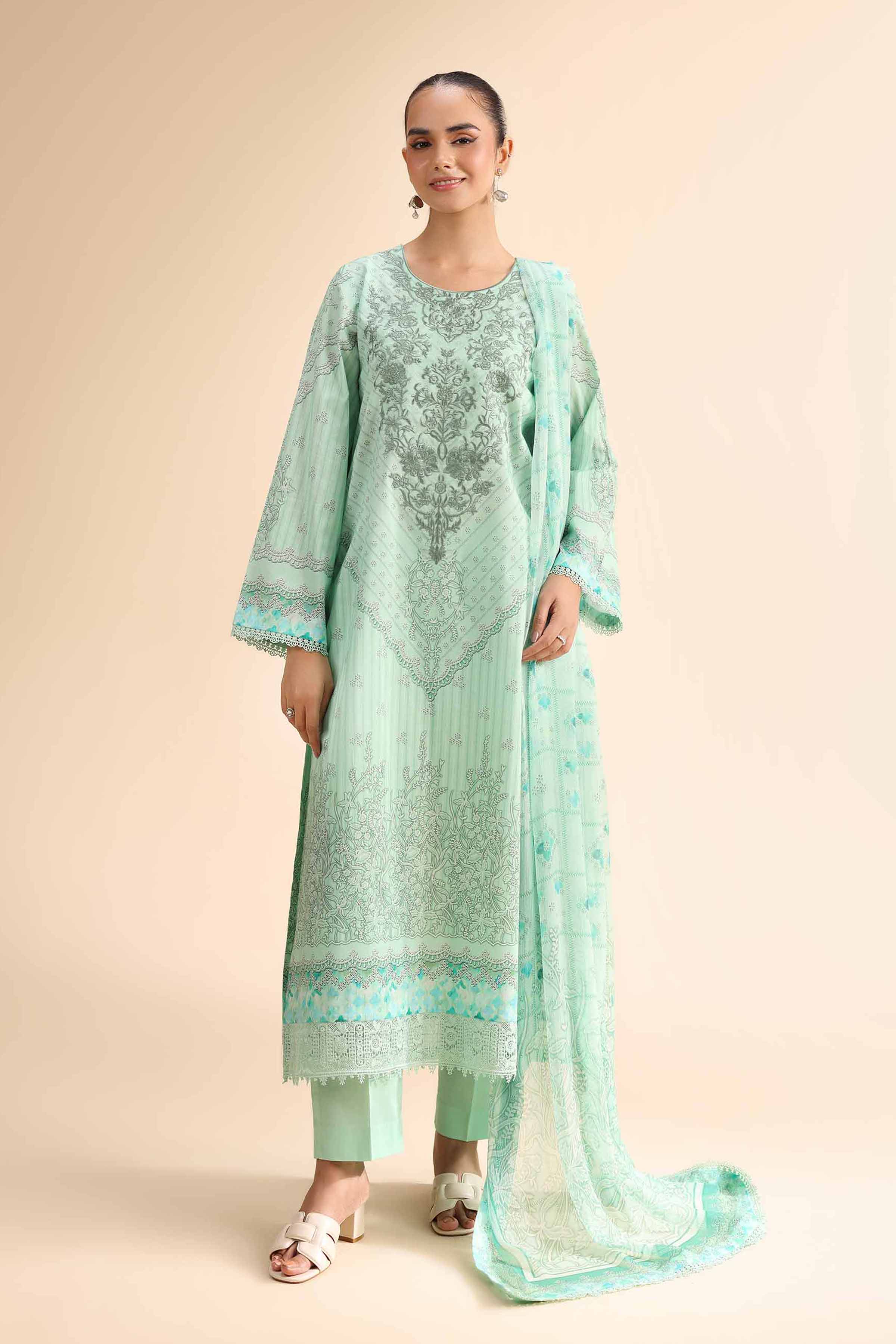 Nishat Linen 3 Piece - Digital Printed Embroidered Suit - 42501058 Embroidered Eid Lawn Collection 0