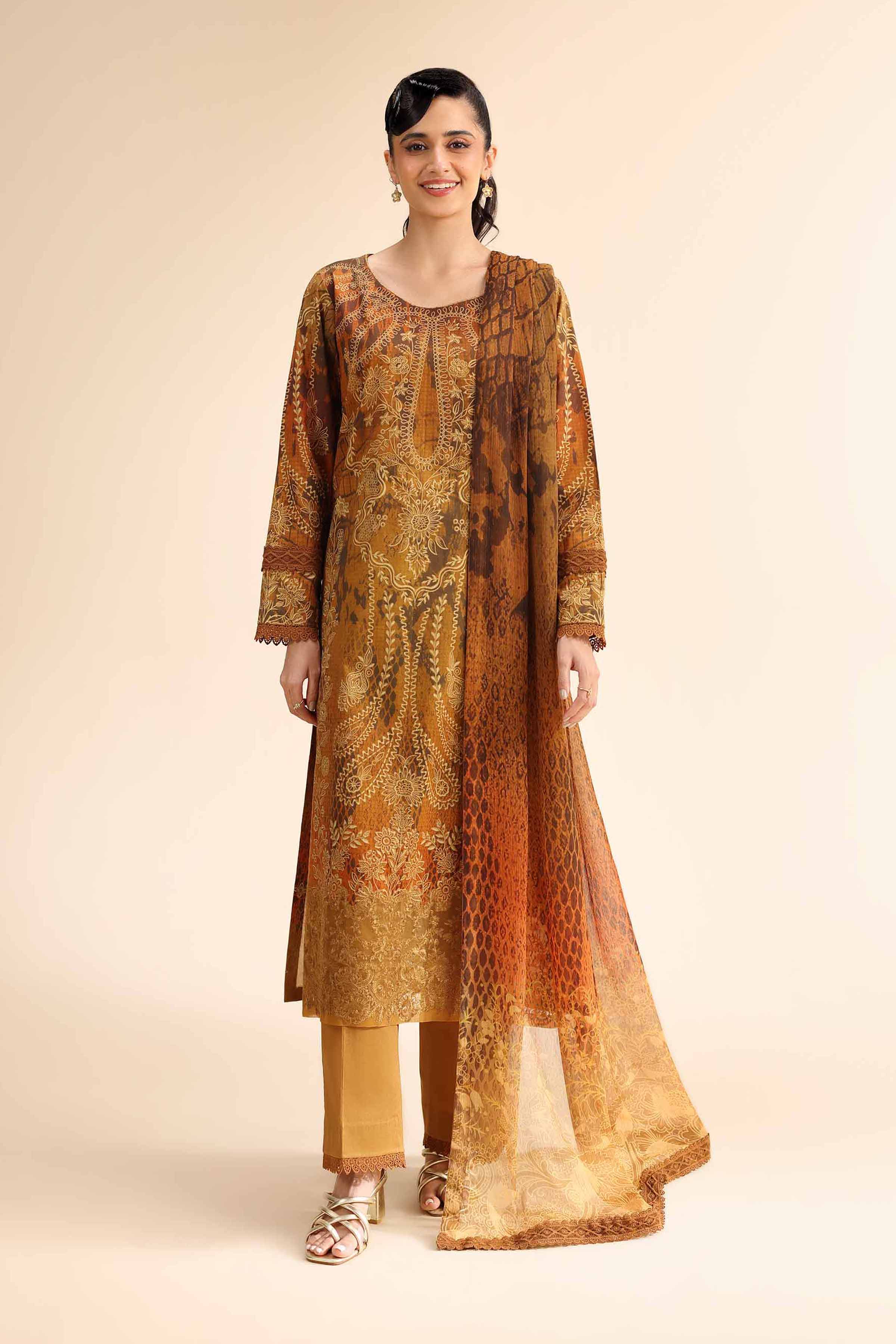 Nishat Linen 3 Piece - Digital Printed Embroidered Suit - 42501060 Spring Summer Prints 2025
