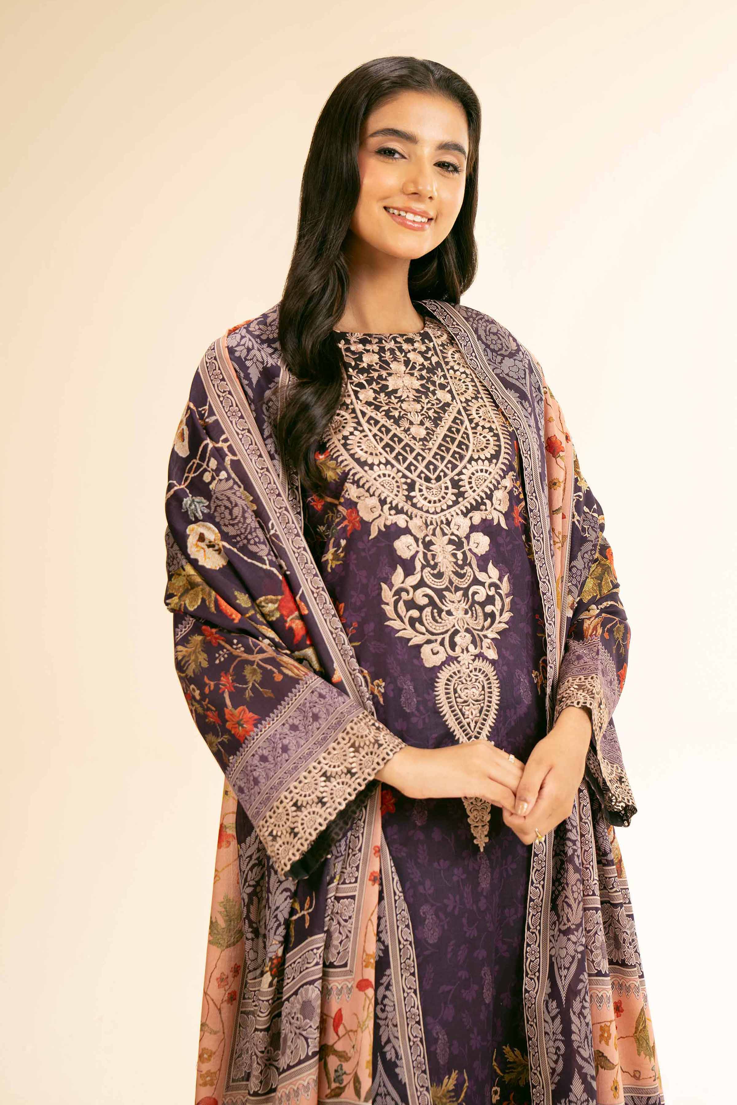 Nishat Linen 3 Piece - Digital Printed Embroidered Suit - 42501177 Embroidered Eid Lawn Collection 0