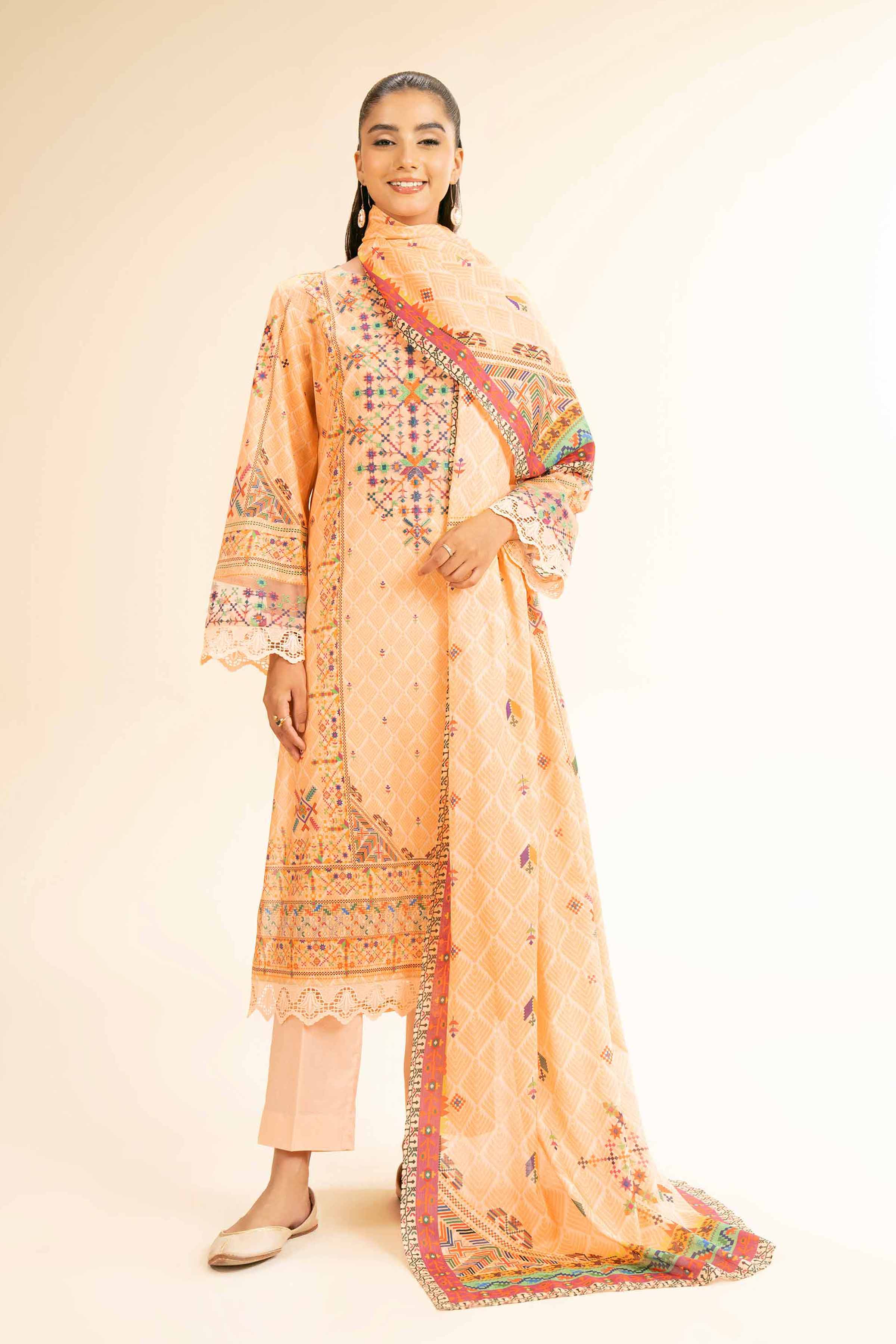 Nishat Linen 3 Piece - Digital Printed Embroidered Suit - 42501184 Embroidered Eid Lawn Collection 0