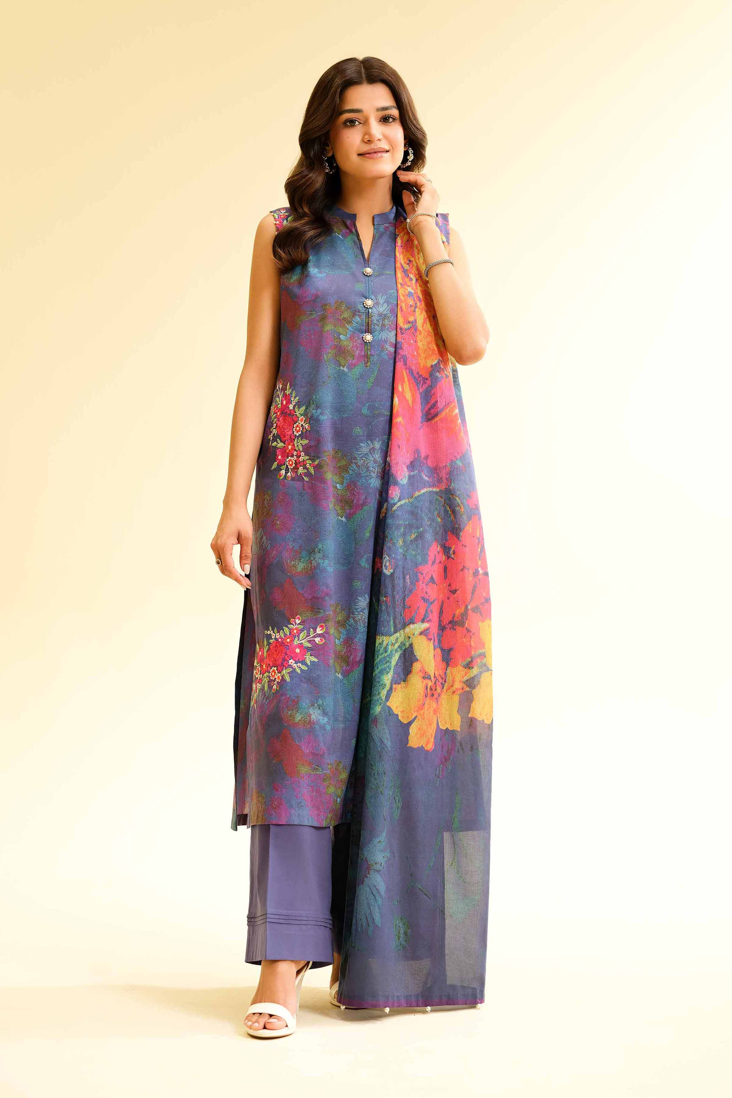 Nishat Linen 3 Piece - Digital Printed Embroidered Suit - 42501428 Embroidered Eid Lawn Collection 0