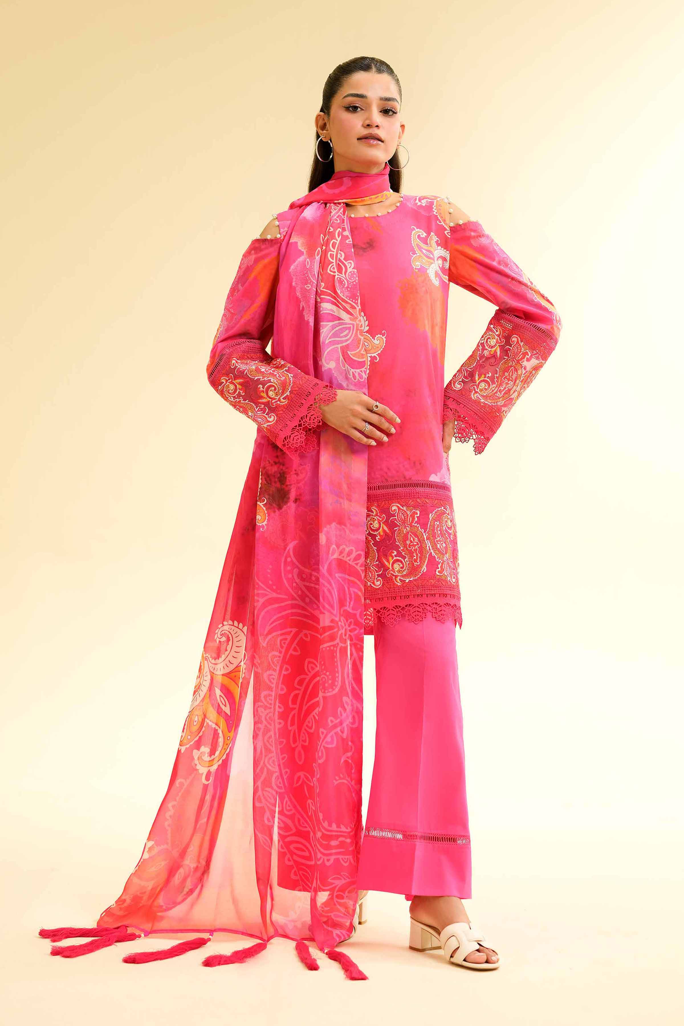 Nishat Linen 3 Piece - Digital Printed Embroidered Suit - 42501476 Embroidered Eid Lawn Collection 0