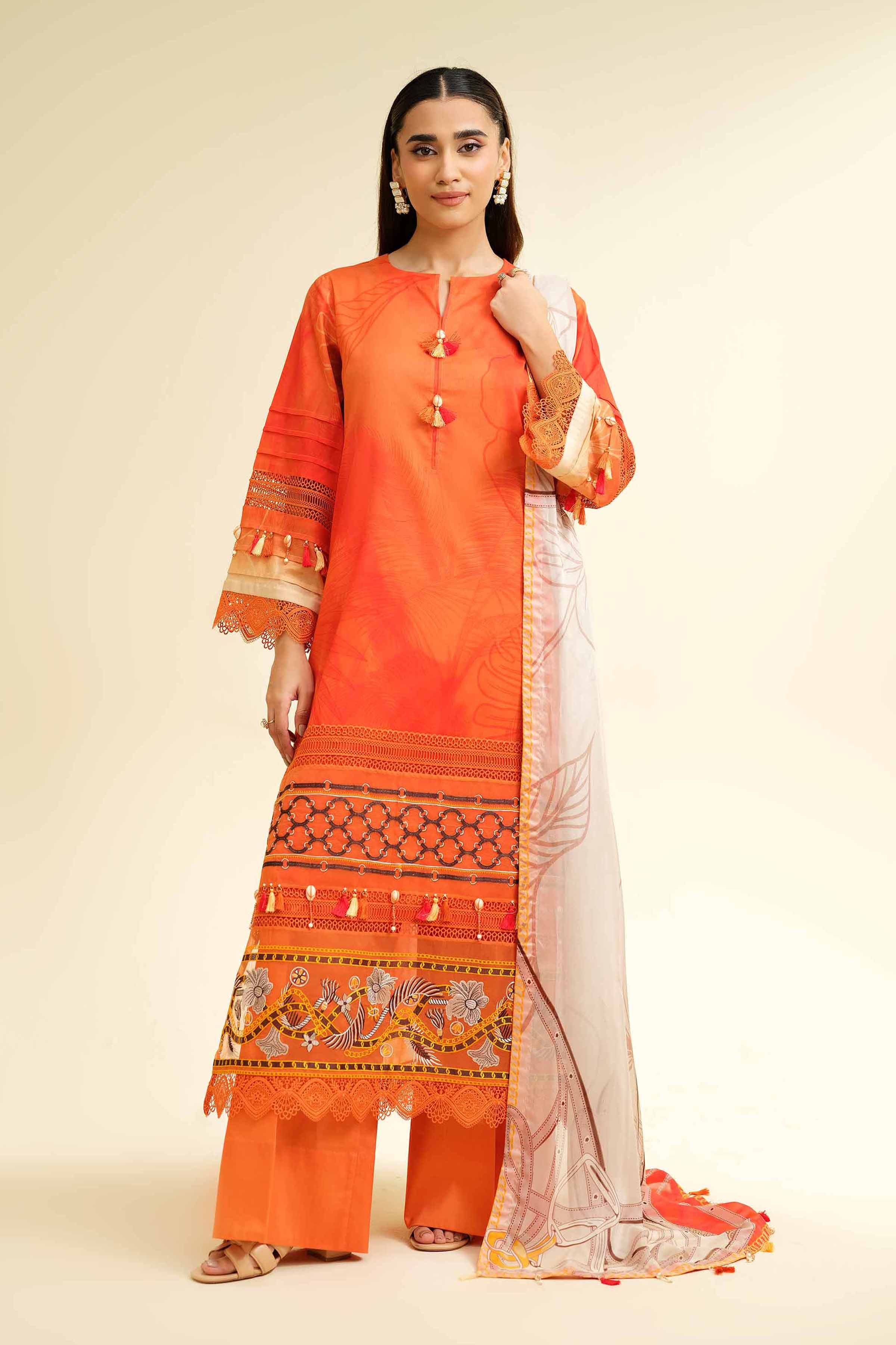 Nishat Linen 3 Piece - Digital Printed Embroidered Suit - 42501477 Embroidered Eid Lawn Collection 0