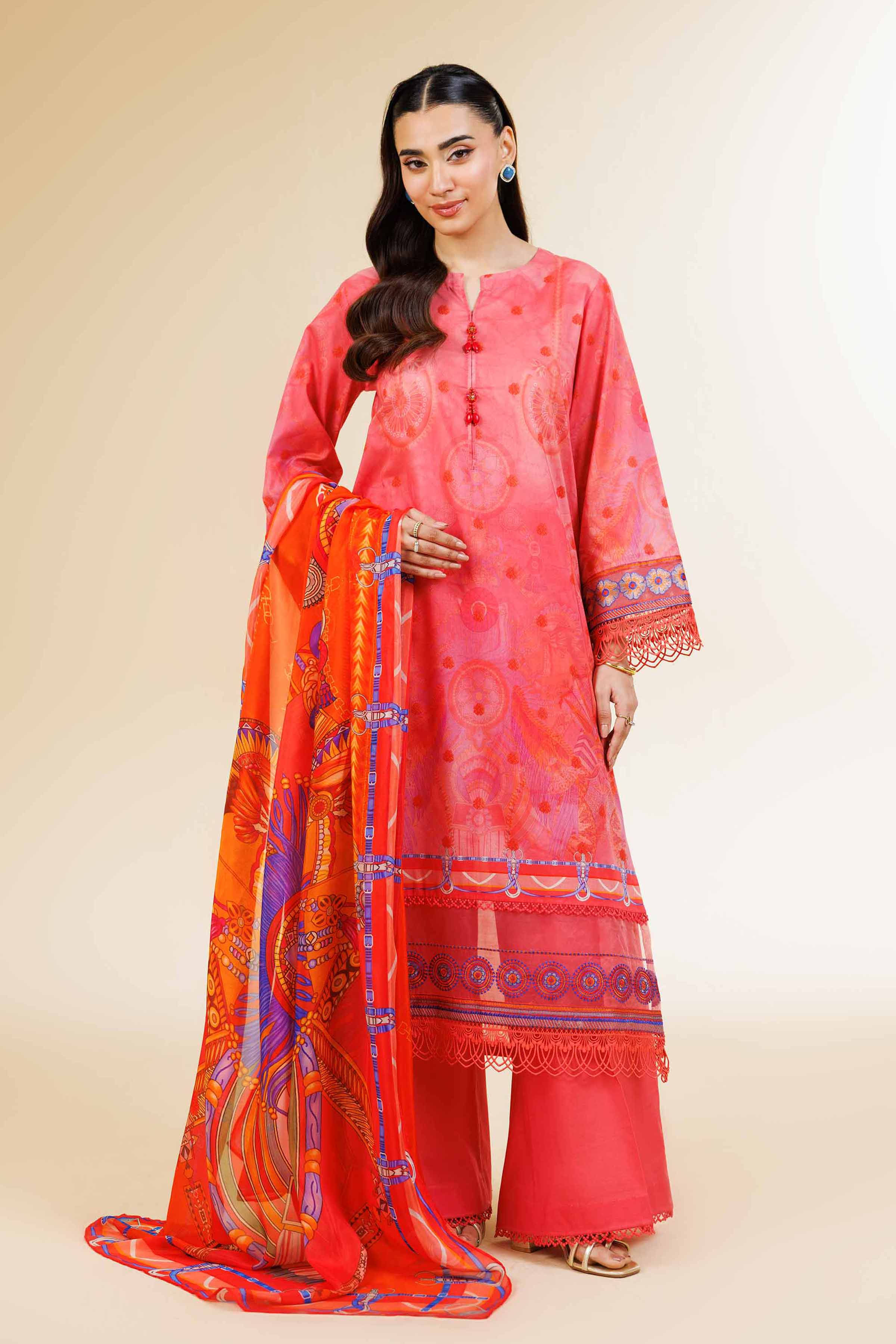 Nishat Linen 3 Piece - Digital Printed Embroidered Suit - 42501478 Embroidered Eid Lawn Collection 0