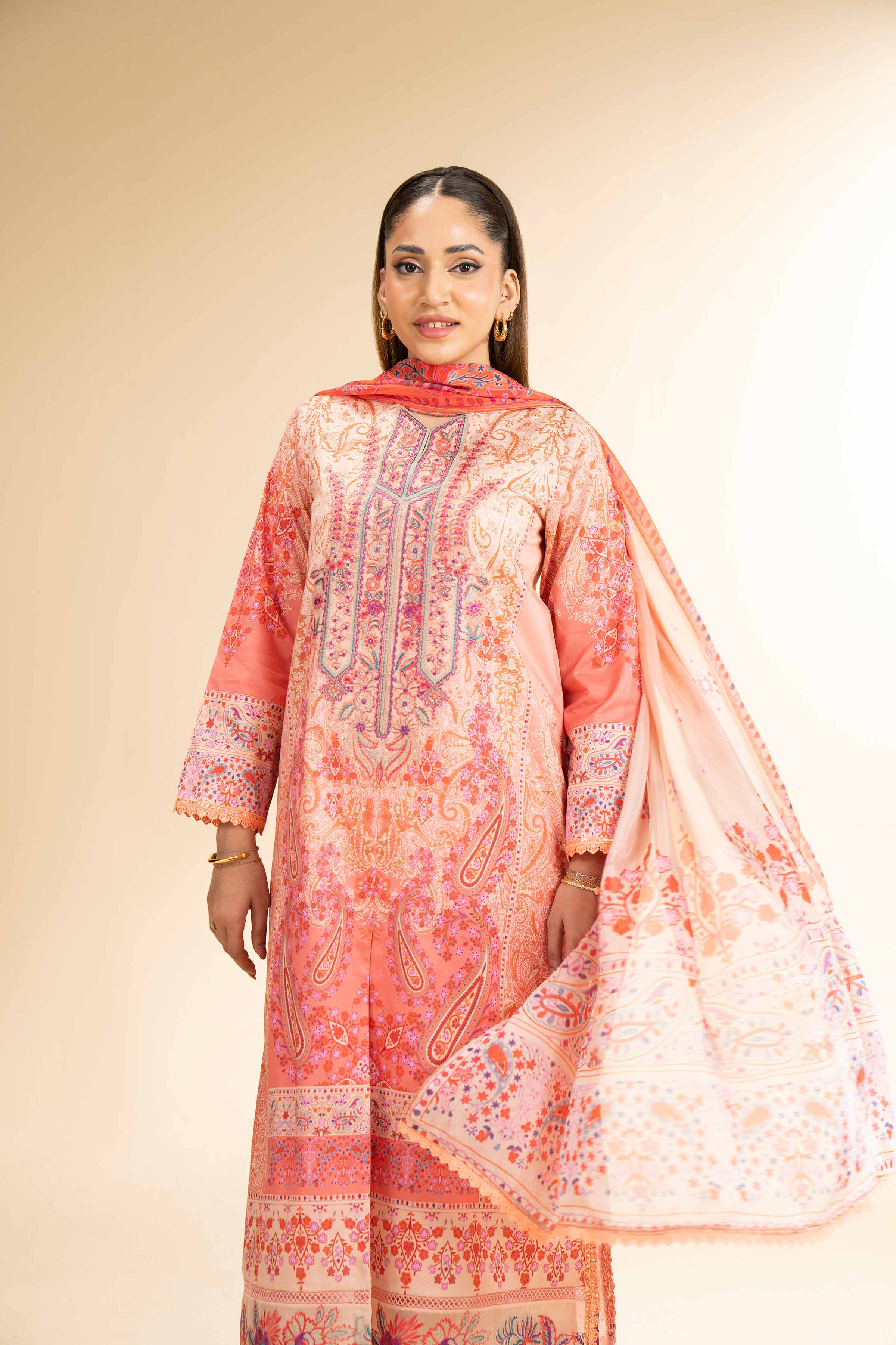 Nishat Linen 3 Piece - Digital Printed Embroidered Suit - 42501485 Embroidered Eid Lawn Collection 0