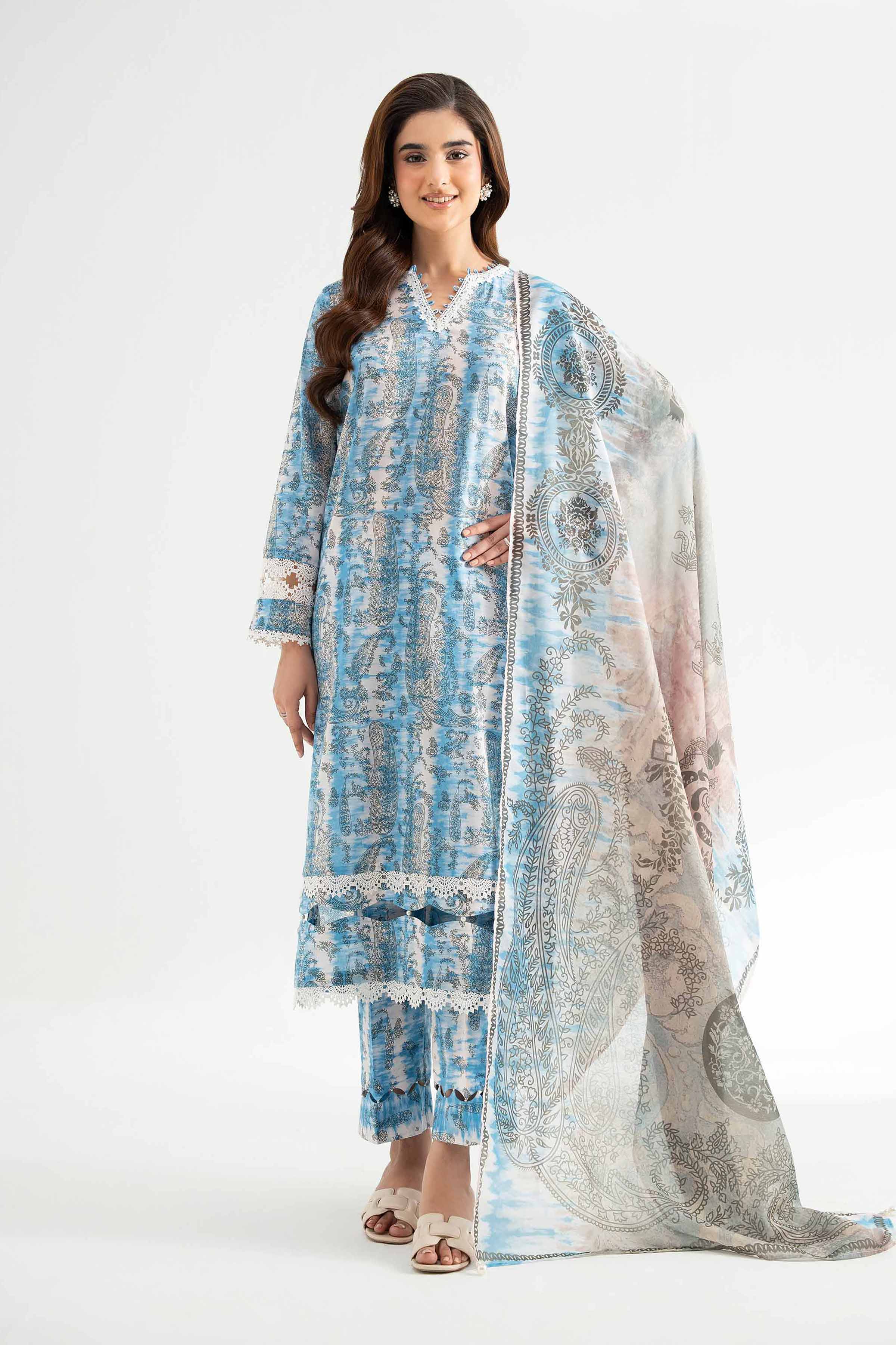 Nishat Linen 3 Piece - Digital Printed Embroidered Suit - 42501623 Embroidered Eid Lawn Collection 2025