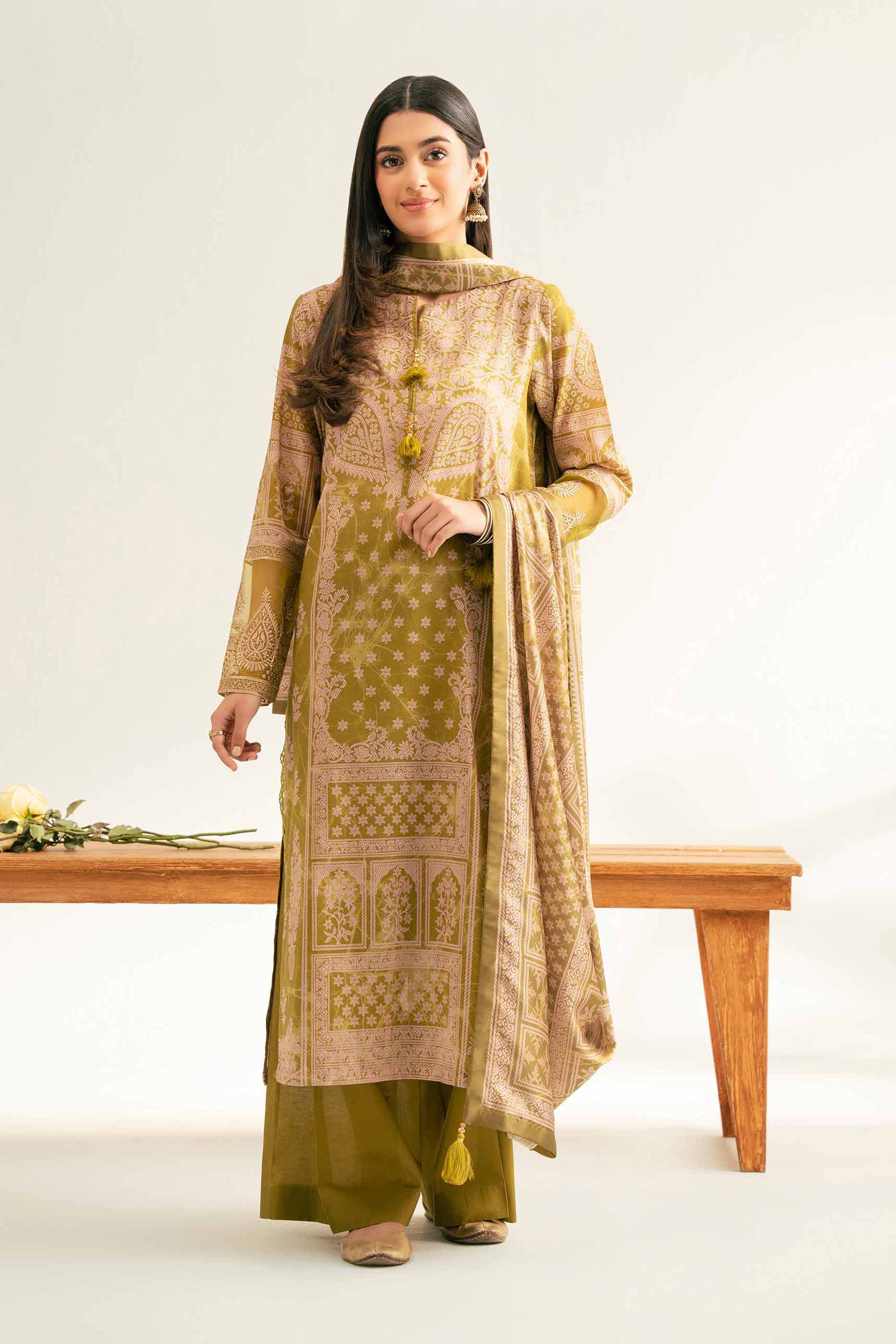 Nishat Linen 3 Piece - Digital Printed Embroidered Suit - 42501843 Embroidered Eid Lawn Collection 2025