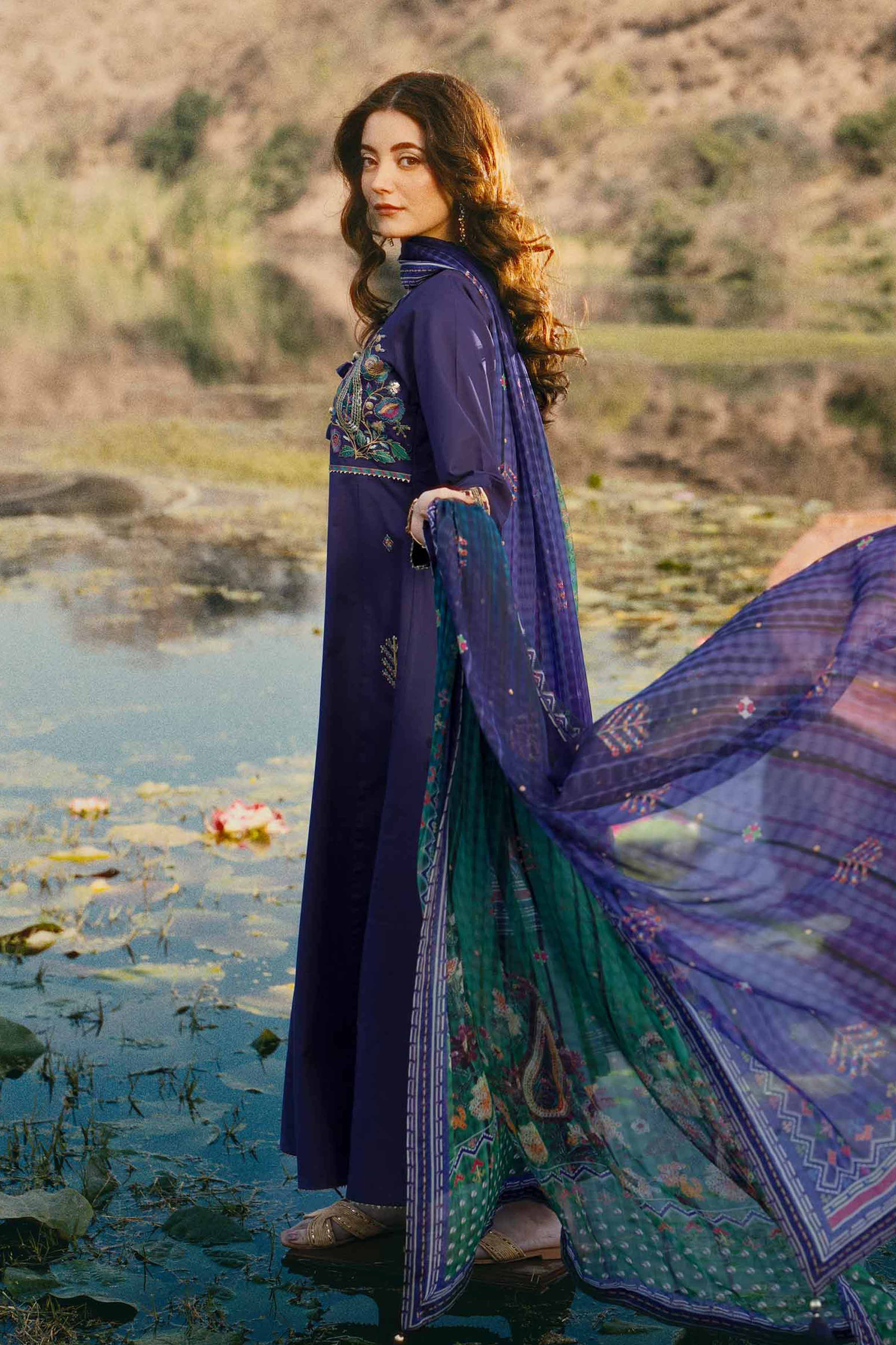 Nishat Linen 3 Piece - Digital Printed Embroidered Suit - 42502106 Embroidered Eid Lawn Collection 0