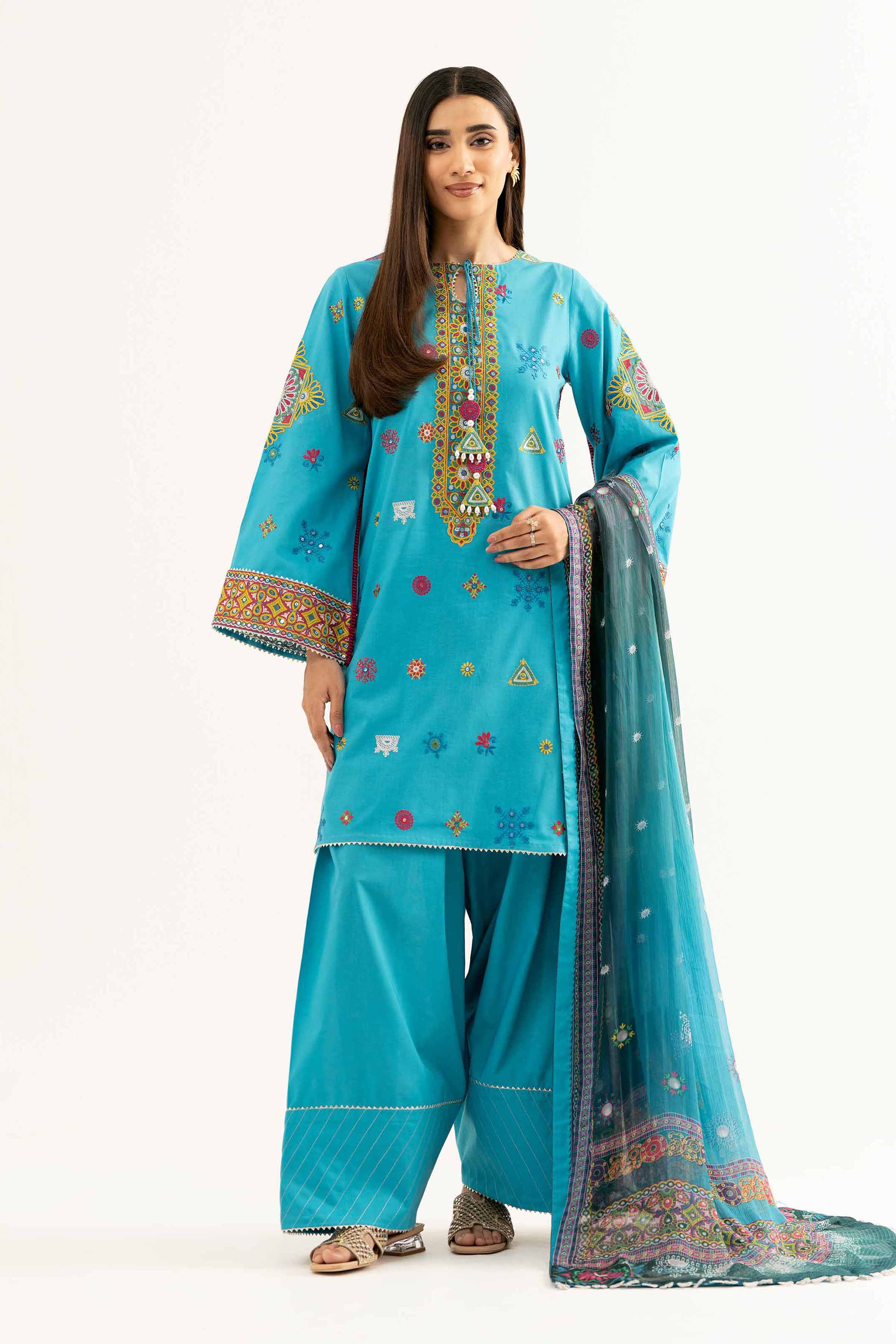 Nishat Linen 3 Piece - Digital Printed Embroidered Suit - 42502108 Embroidered Eid Lawn Collection 2025