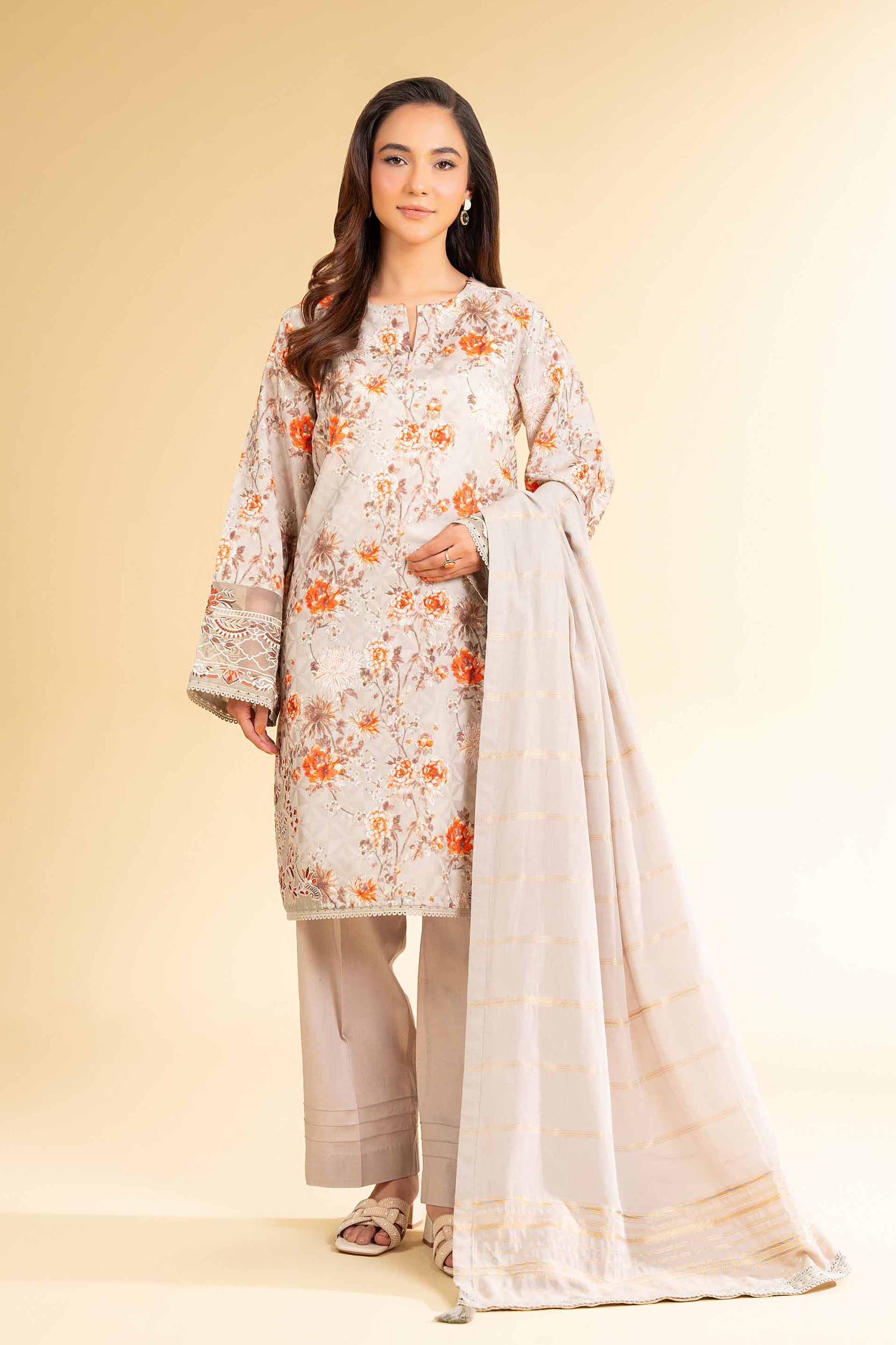 Nishat Linen 3 Piece - Digital Printed Jacquard Embroidered Suit - 42501297 Embroidered Eid Lawn Collection 0