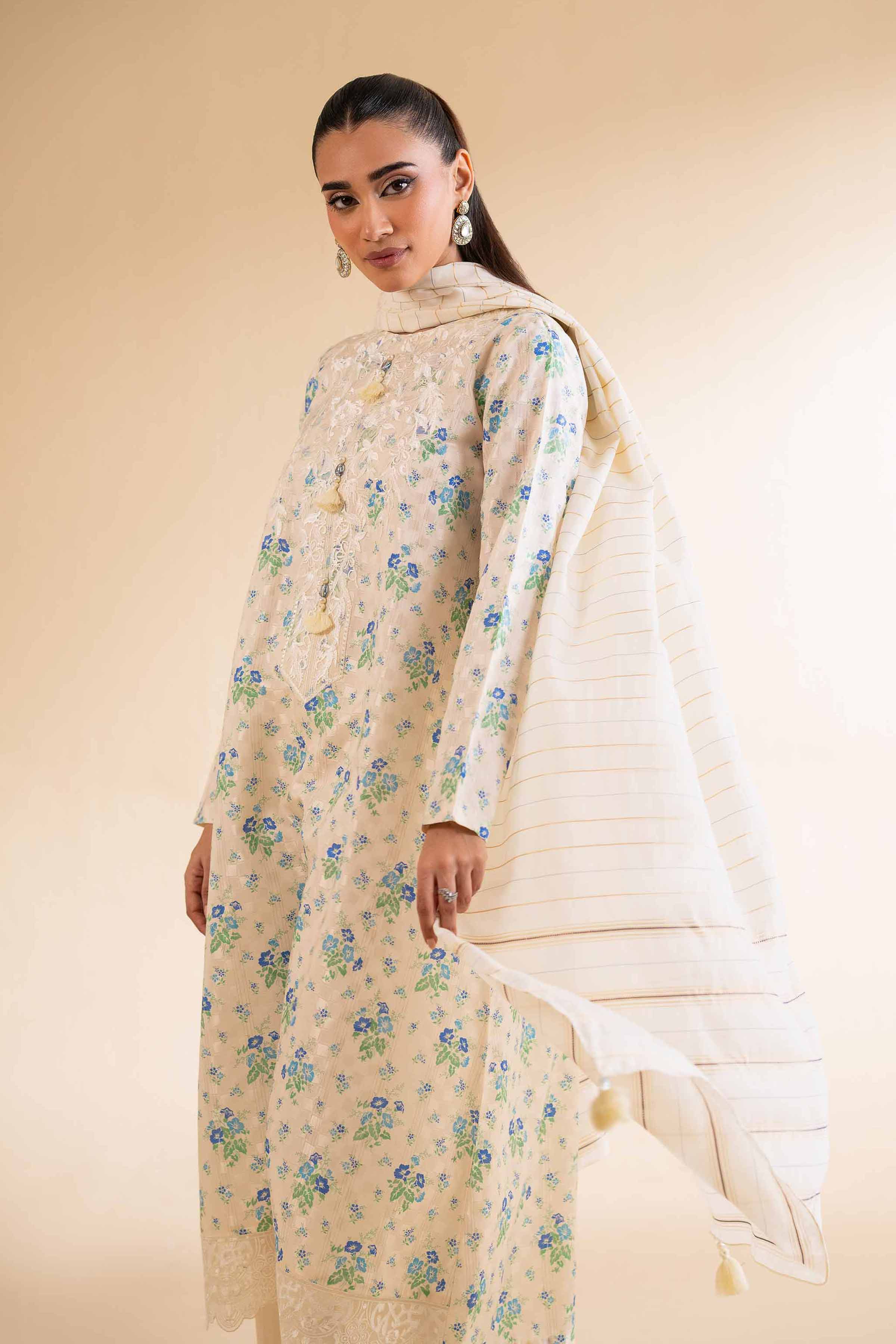 Nishat Linen 3 Piece - Digital Printed Jacquard Embroidered Suit - 42501298 Embroidered Eid Lawn Collection 0