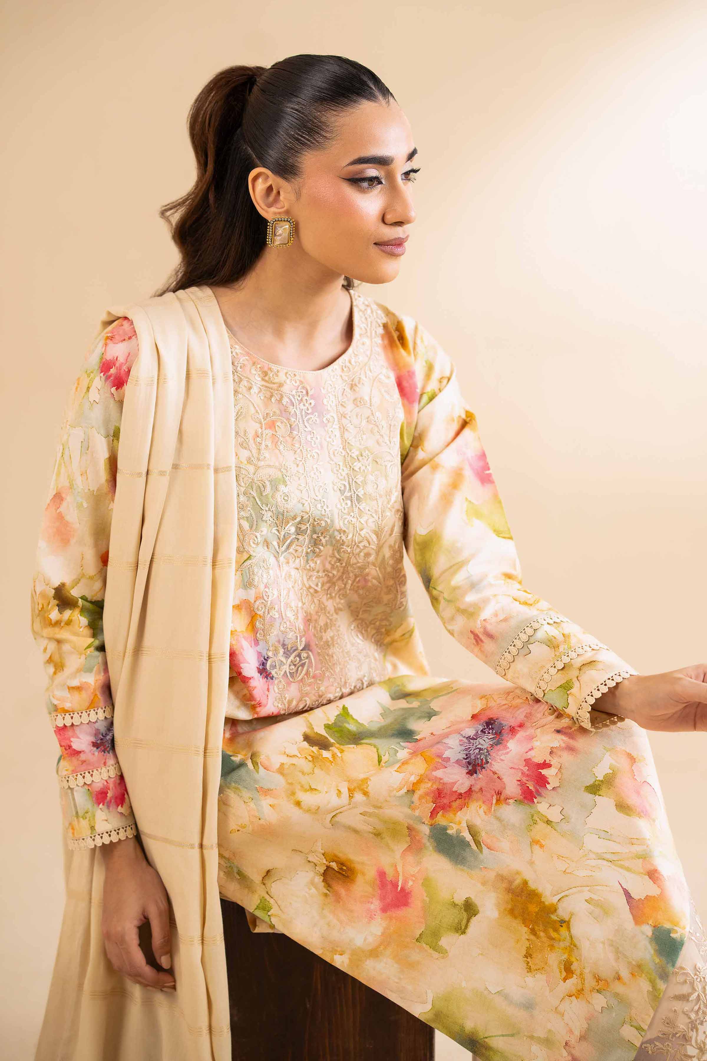 Nishat Linen 3 Piece - Digital Printed Jacquard Embroidered Suit - 42501301 Embroidered Eid Lawn Collection 0 - Image 2