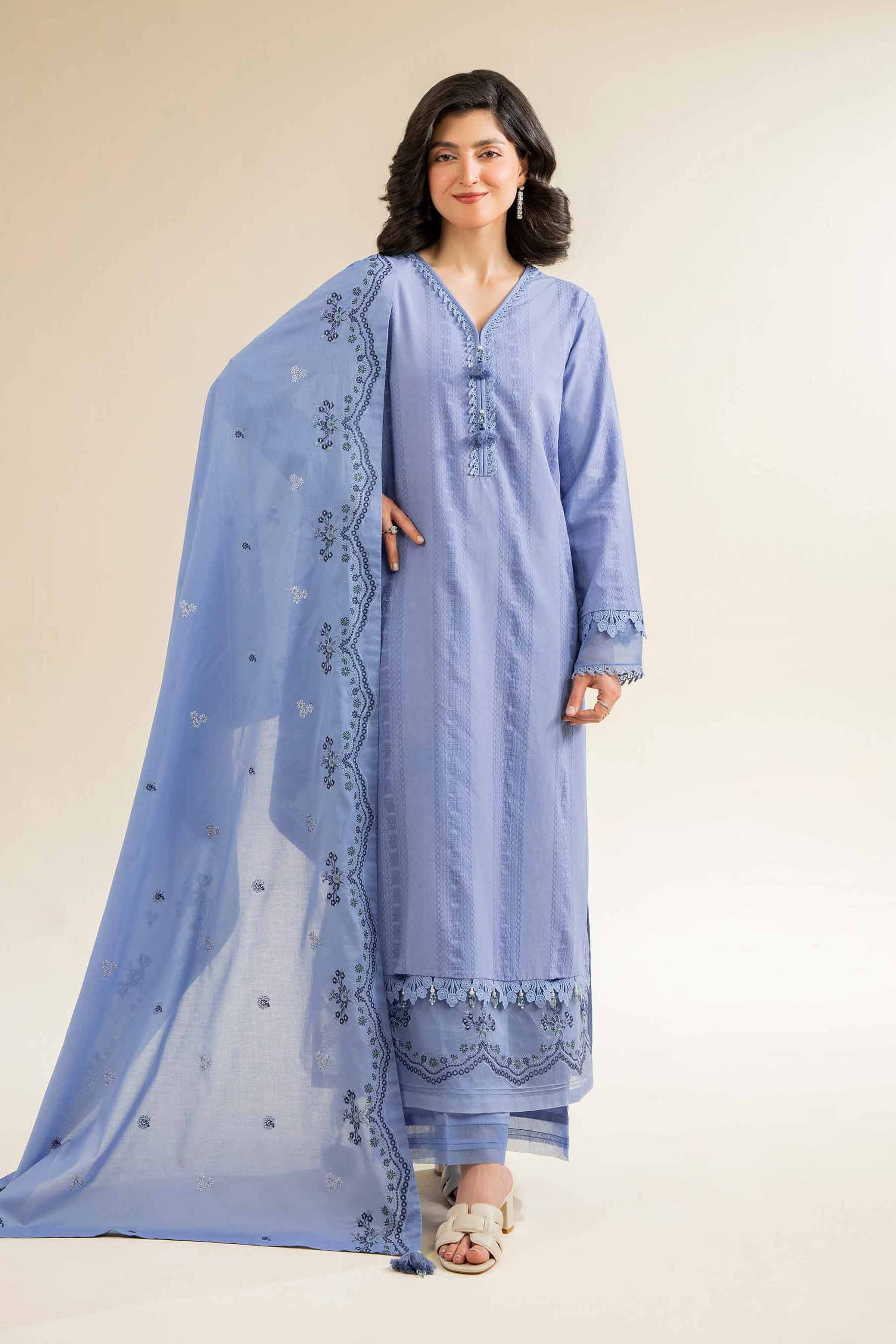 Nishat Linen 3 Piece - Dyed Embroidered Suit - 42501097 Embroidered Eid Lawn Collection 0