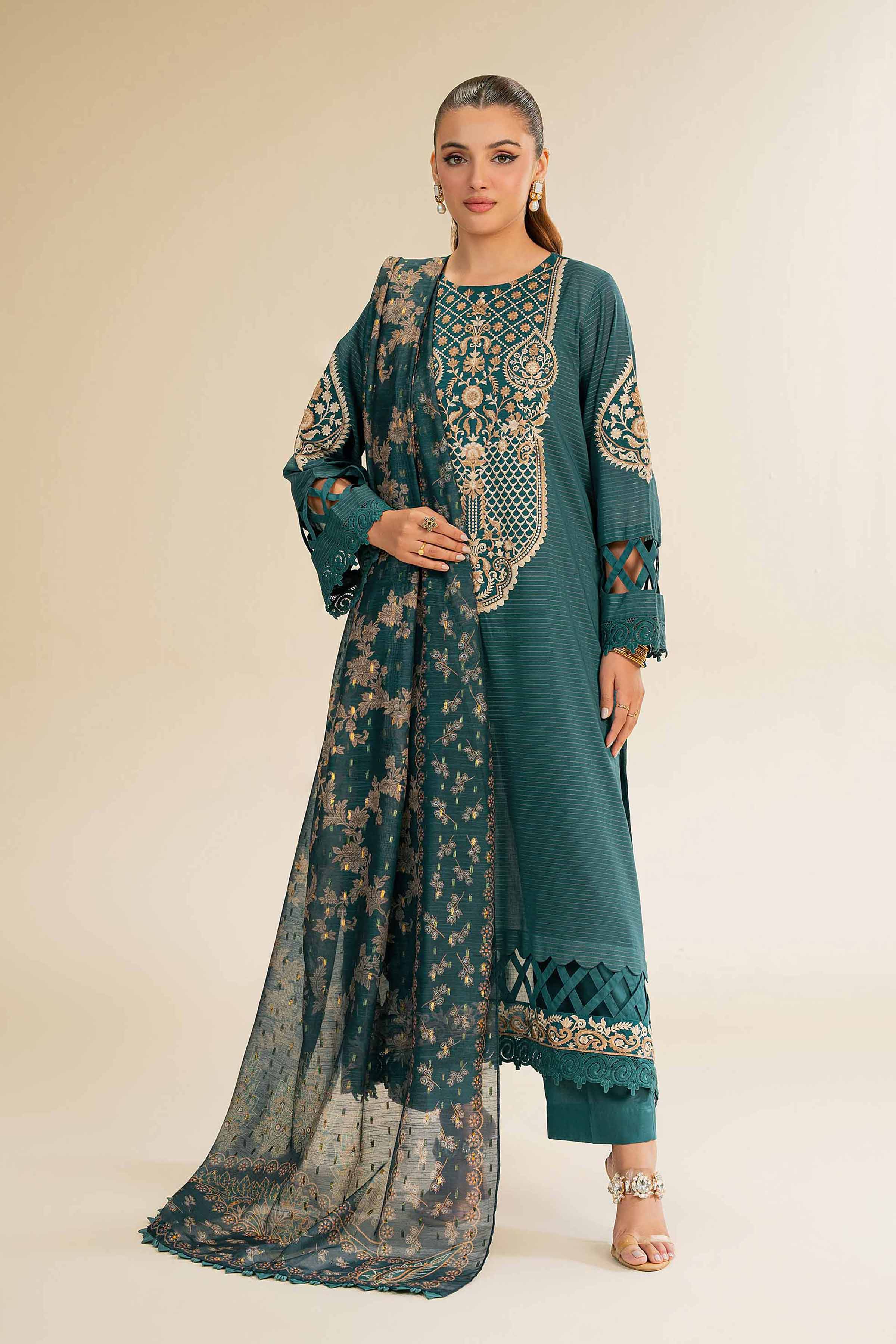 Nishat Linen 3 Piece - Embroidered Suit - 42501437 Embroidered Eid Lawn Collection 0