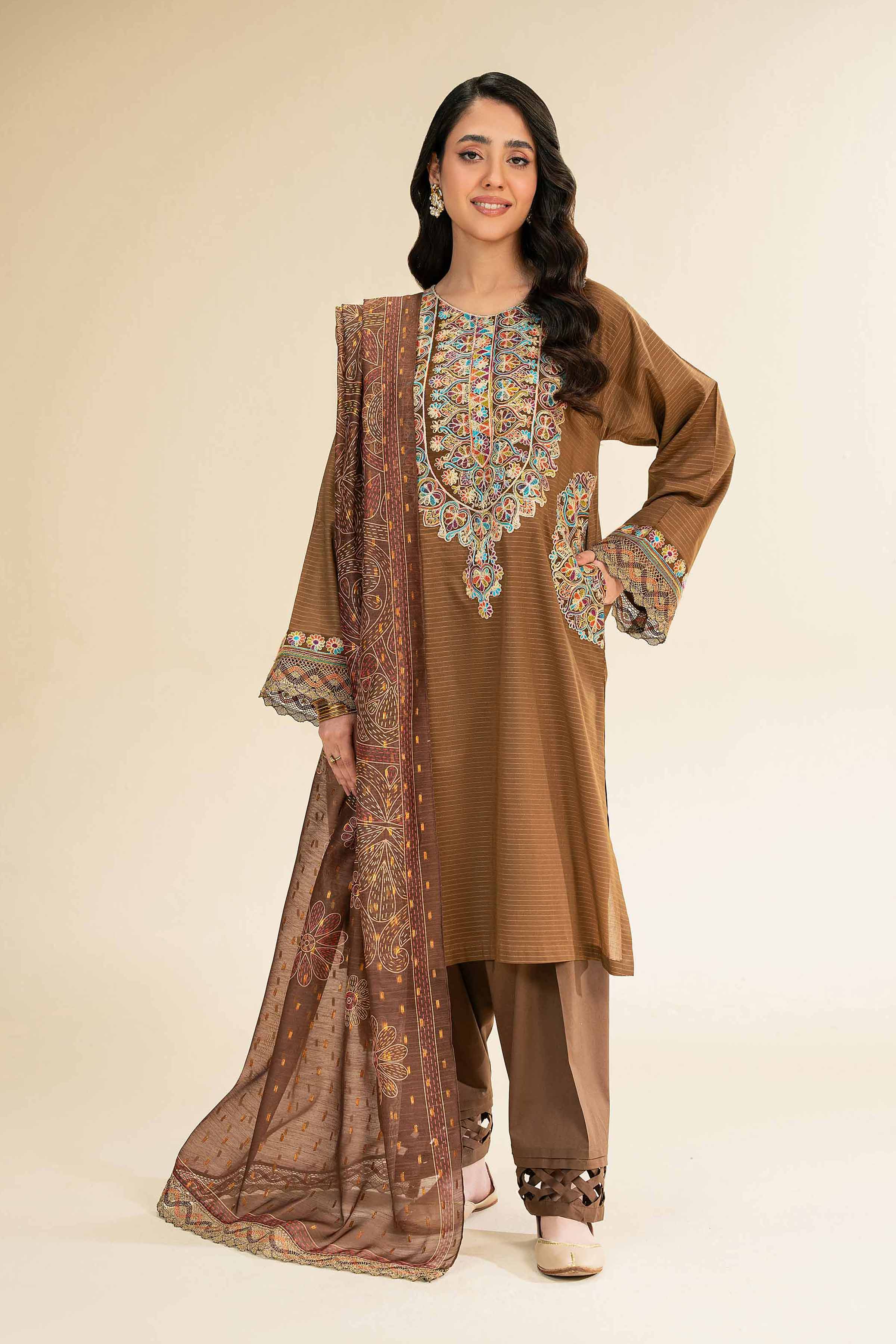 Nishat Linen 3 Piece - Embroidered Suit - 42501444 Embroidered Eid Lawn Collection 0