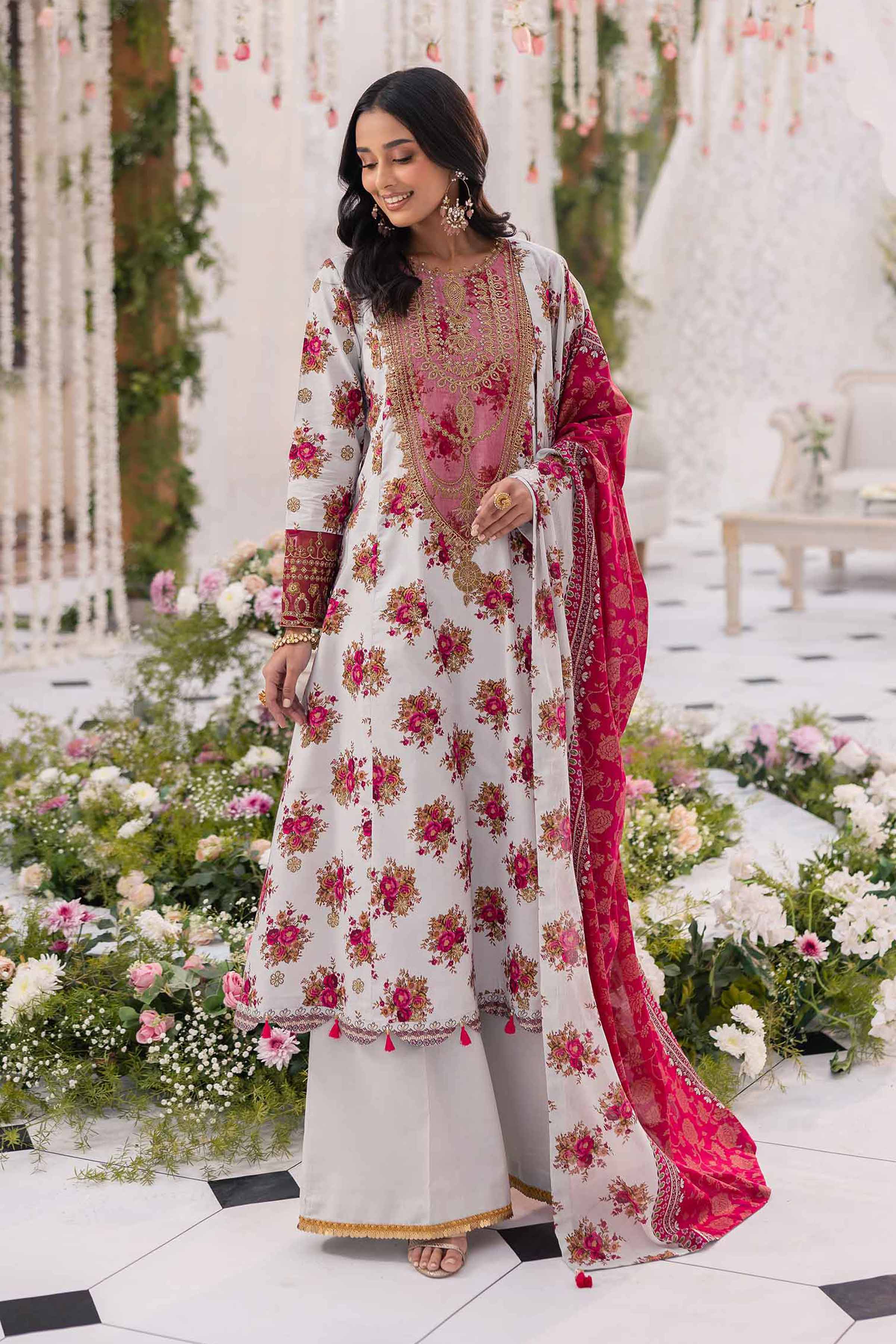 Nishat Linen 3 Piece - Gold Printed Embroidered Suit - 42501422 Embroidered Eid Lawn Collection 0