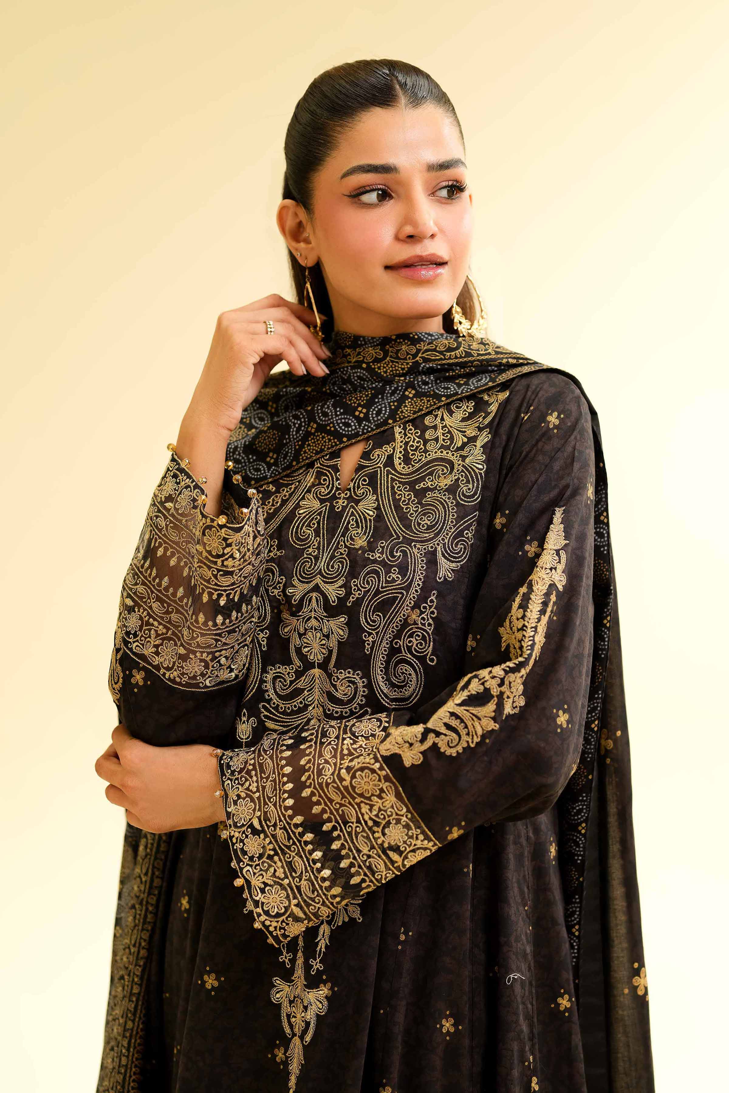 Nishat Linen 3 Piece - Gold Printed Embroidered Suit - 42501423 Embroidered Eid Lawn Collection 0 - Image 2