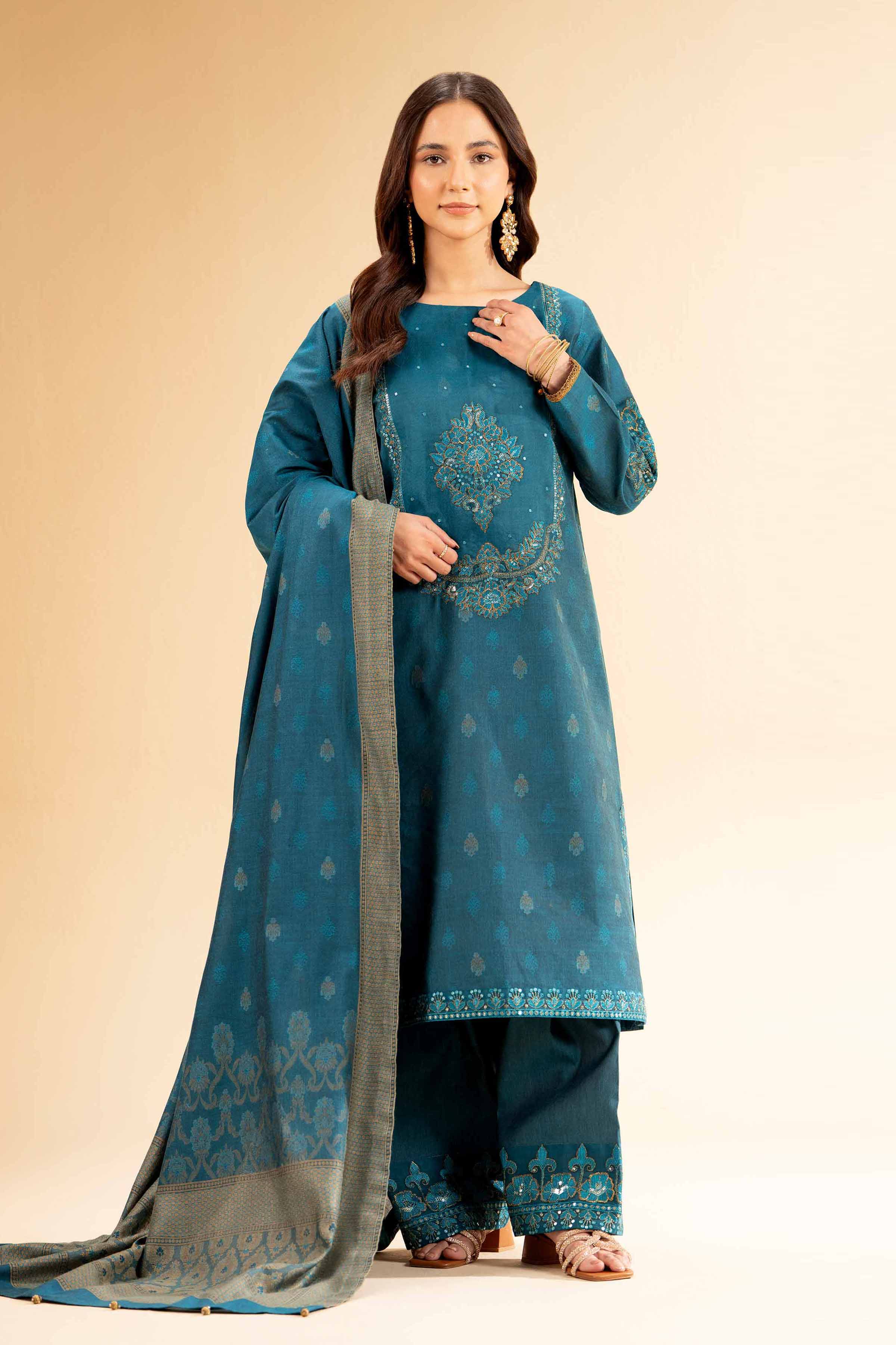 Nishat Linen 3 Piece - Jacquard Embroidered Suit - 42501402 Embroidered Eid Lawn Collection 2025