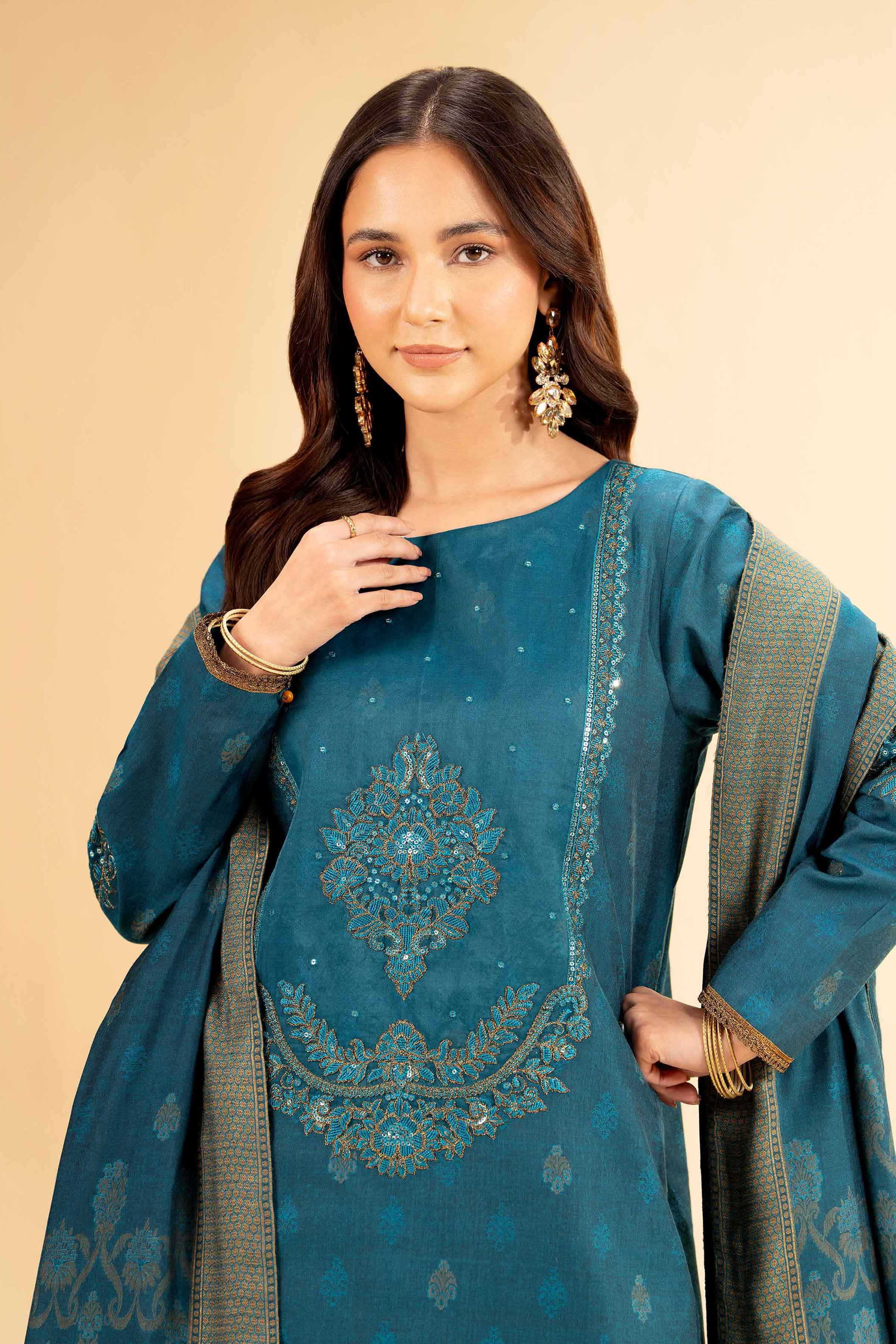 Nishat Linen 3 Piece - Jacquard Embroidered Suit - 42501402 Embroidered Eid Lawn Collection 2025 - Image 2