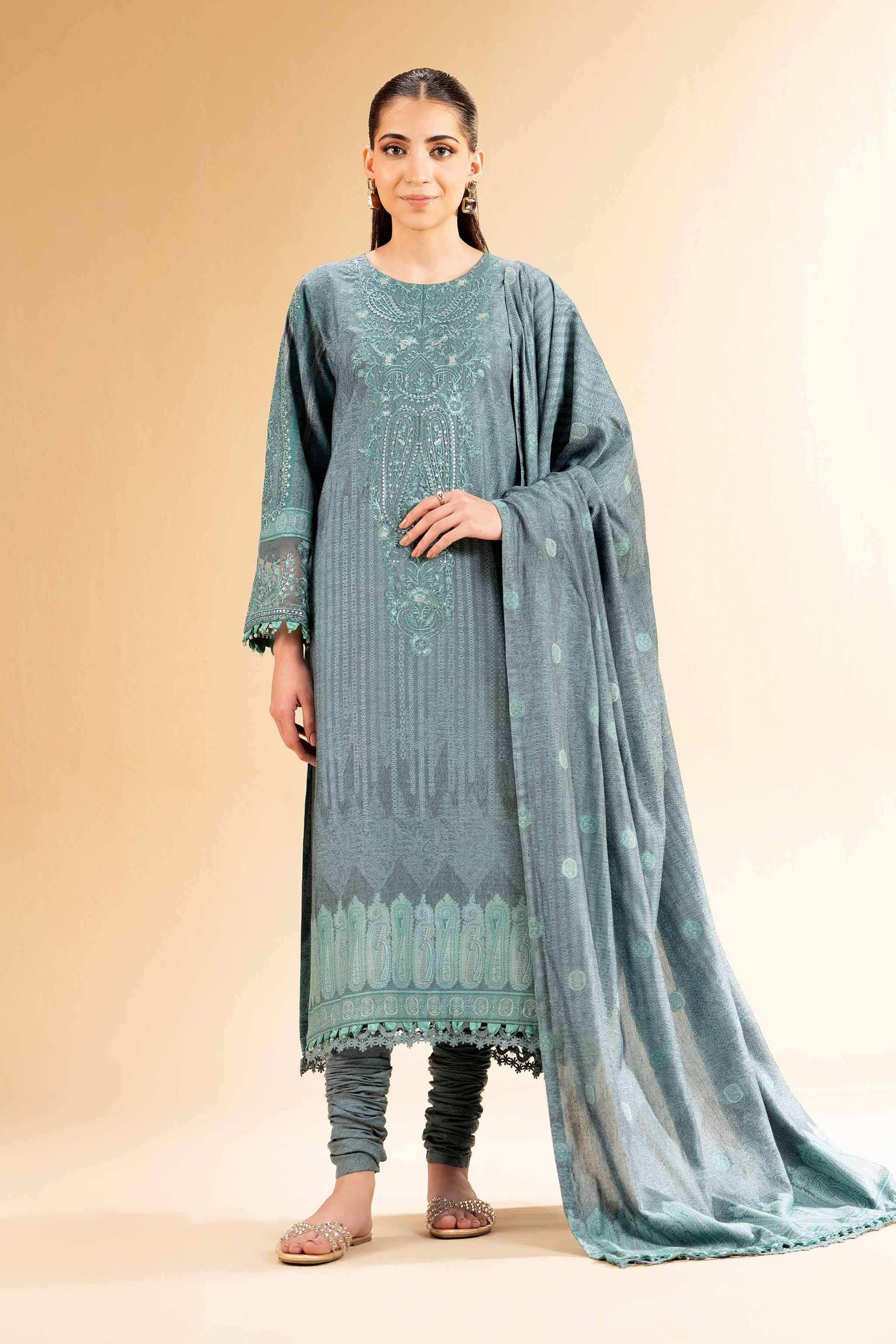 Nishat Linen 3 Piece - Jacquard Embroidered Suit - 42501405 Embroidered Eid Lawn Collection 2025
