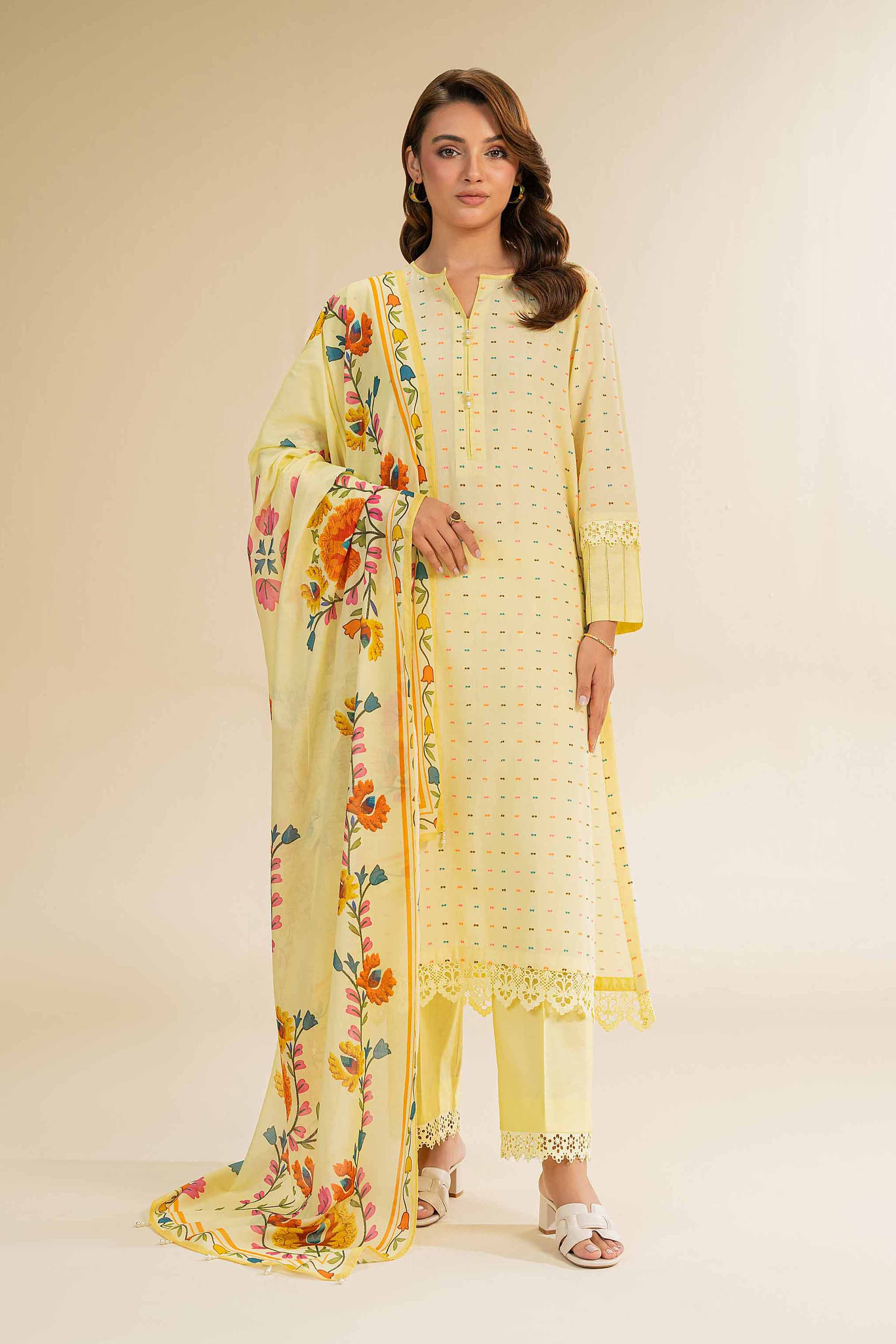 Nishat Linen 3 Piece - Jacquard Suit - 42501111 Embroidered Eid Lawn Collection 0
