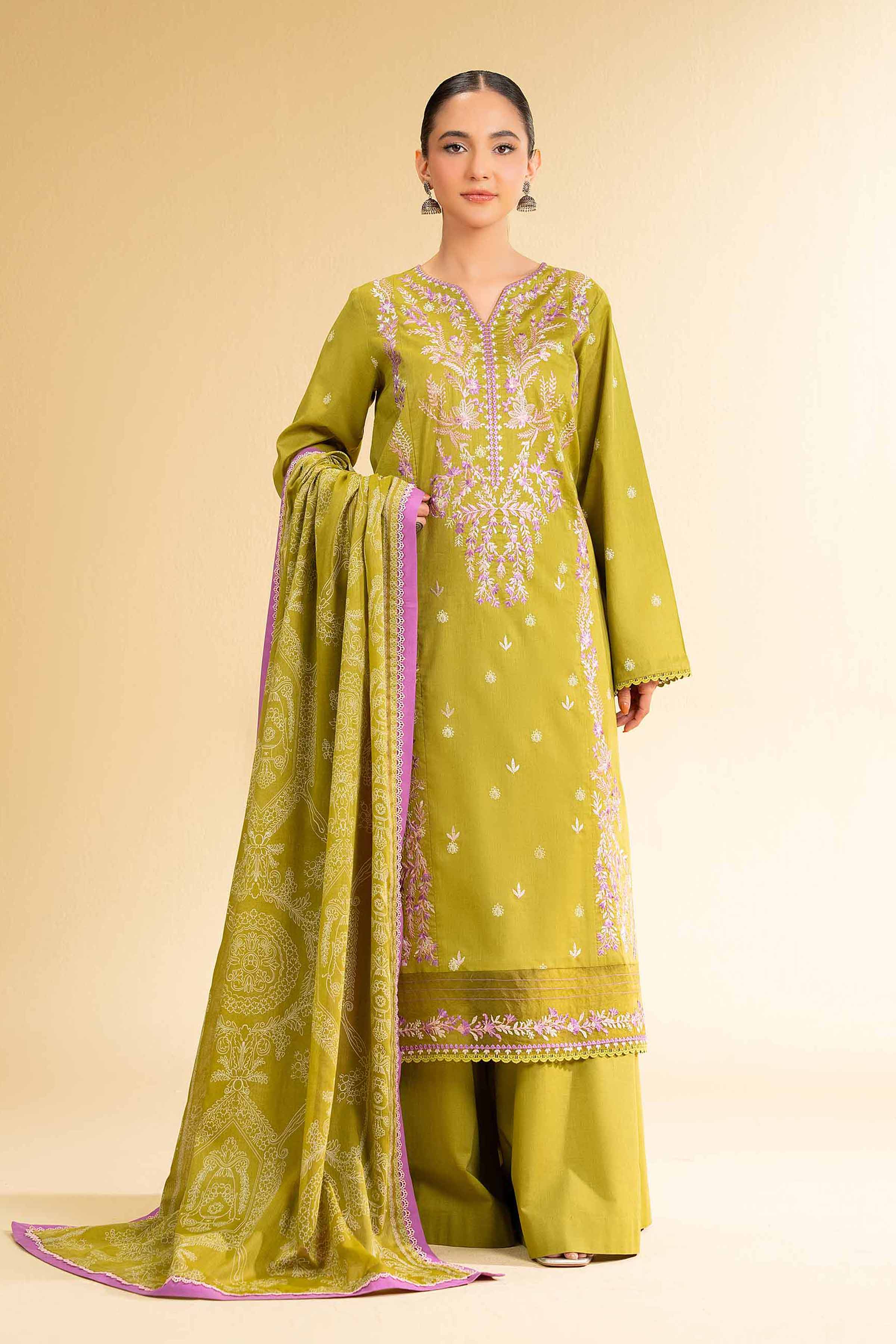 Nishat Linen 3 Piece -  Paste Printed Embroidered Suit - 42501810 Embroidered Eid Lawn Collection 2025